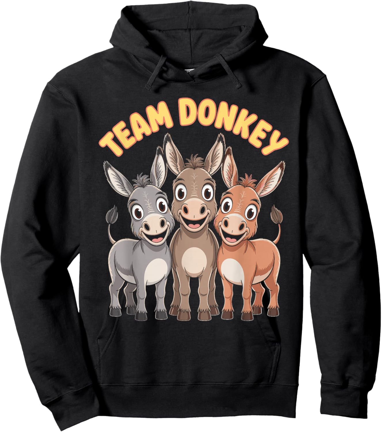 Donkey Team Funny Cartoon HEE-Haw Farm Birthday Party Hoodie - Hoodie | Black