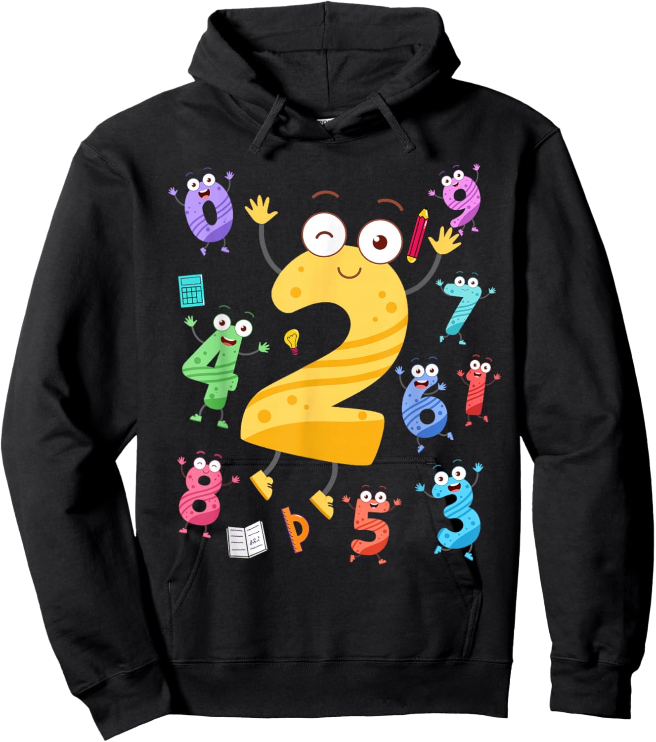 Maths Day Number Costume With Number 2 Idea For Kids Number Hoodie - Hoodie | Black