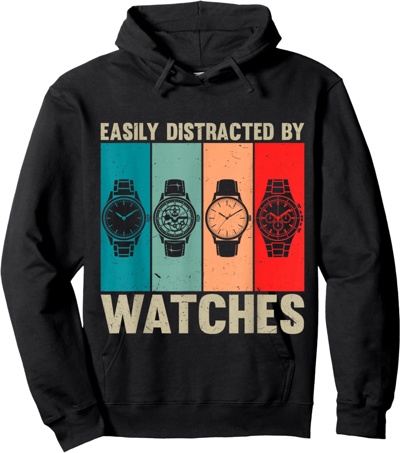 Easily Distracted By Watches Vintage Watch Collector Hoodie - Hoodie | Black