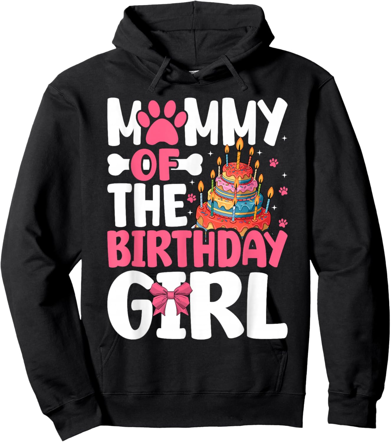 Mommy Of The Birthday Girl Dog Paw Birthday Party Hoodie - Hoodie | Black