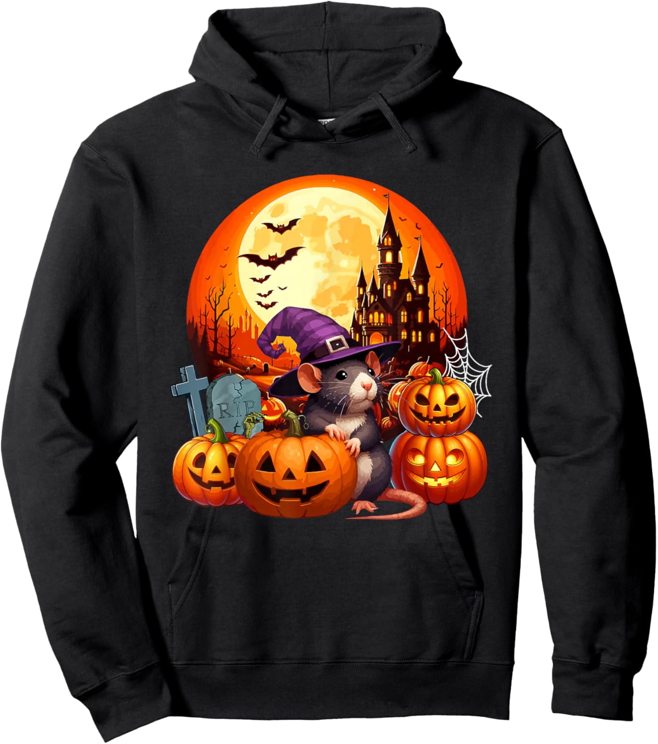 Rat Cosplay Witch Halloween Moon Matching Kids Toddler Hoodie - Hoodie | Black