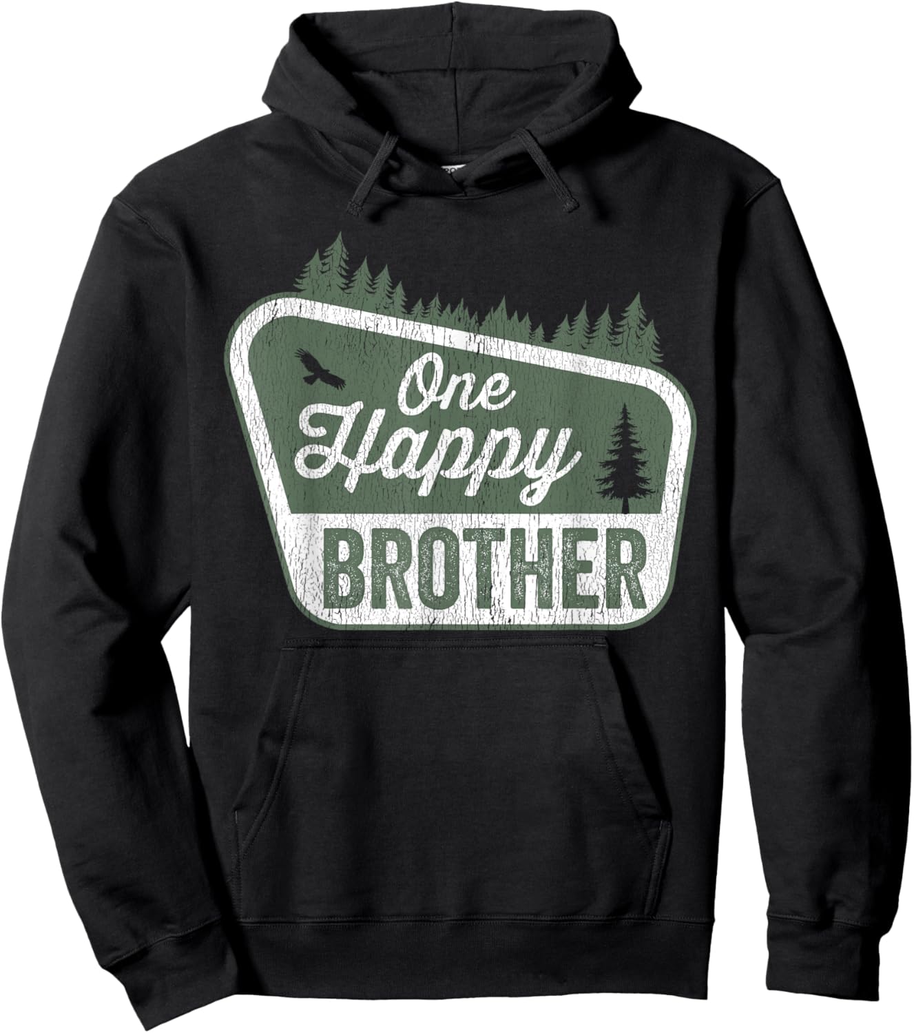 One Happy Brother Matching Family Birthday Party Camping Hoodie - Hoodie | Black
