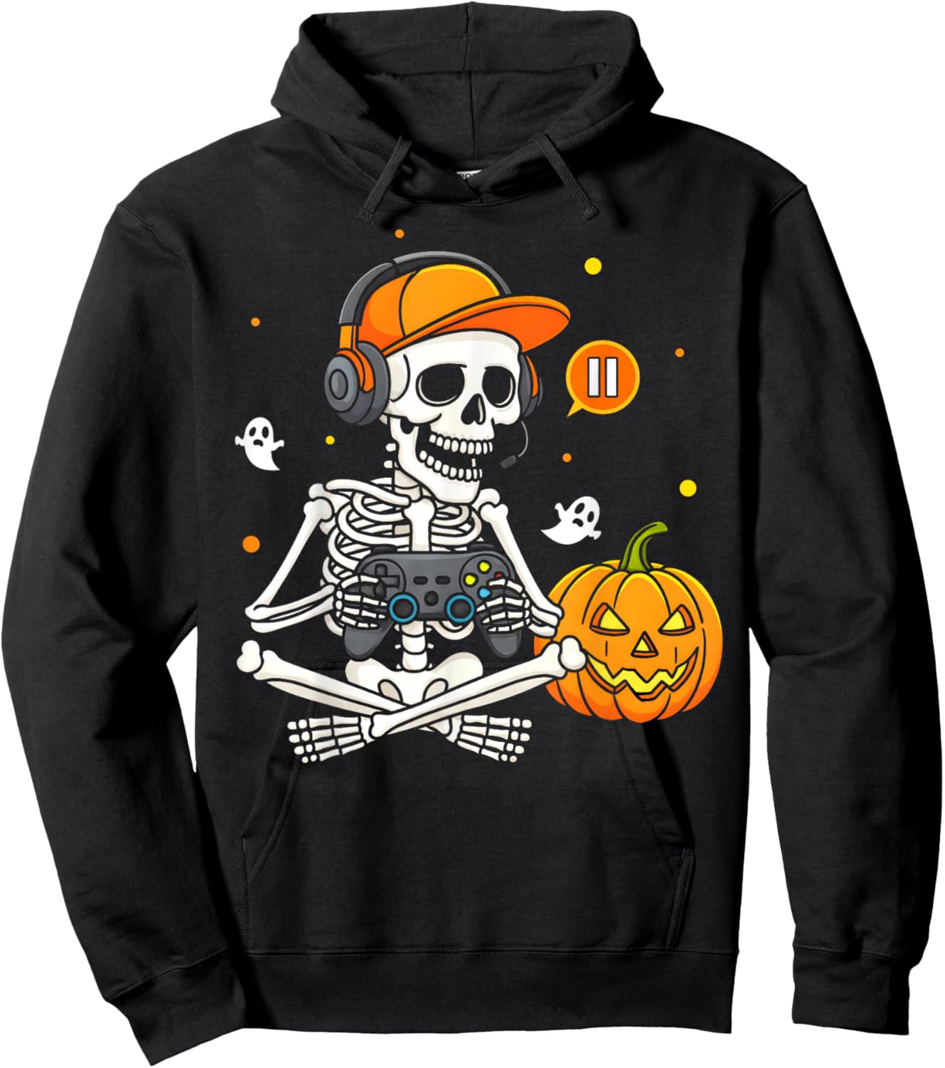 Funny Gaming Hallowen Skeleton Gamer Video Kids Boys Hoodie - Hoodie | Black