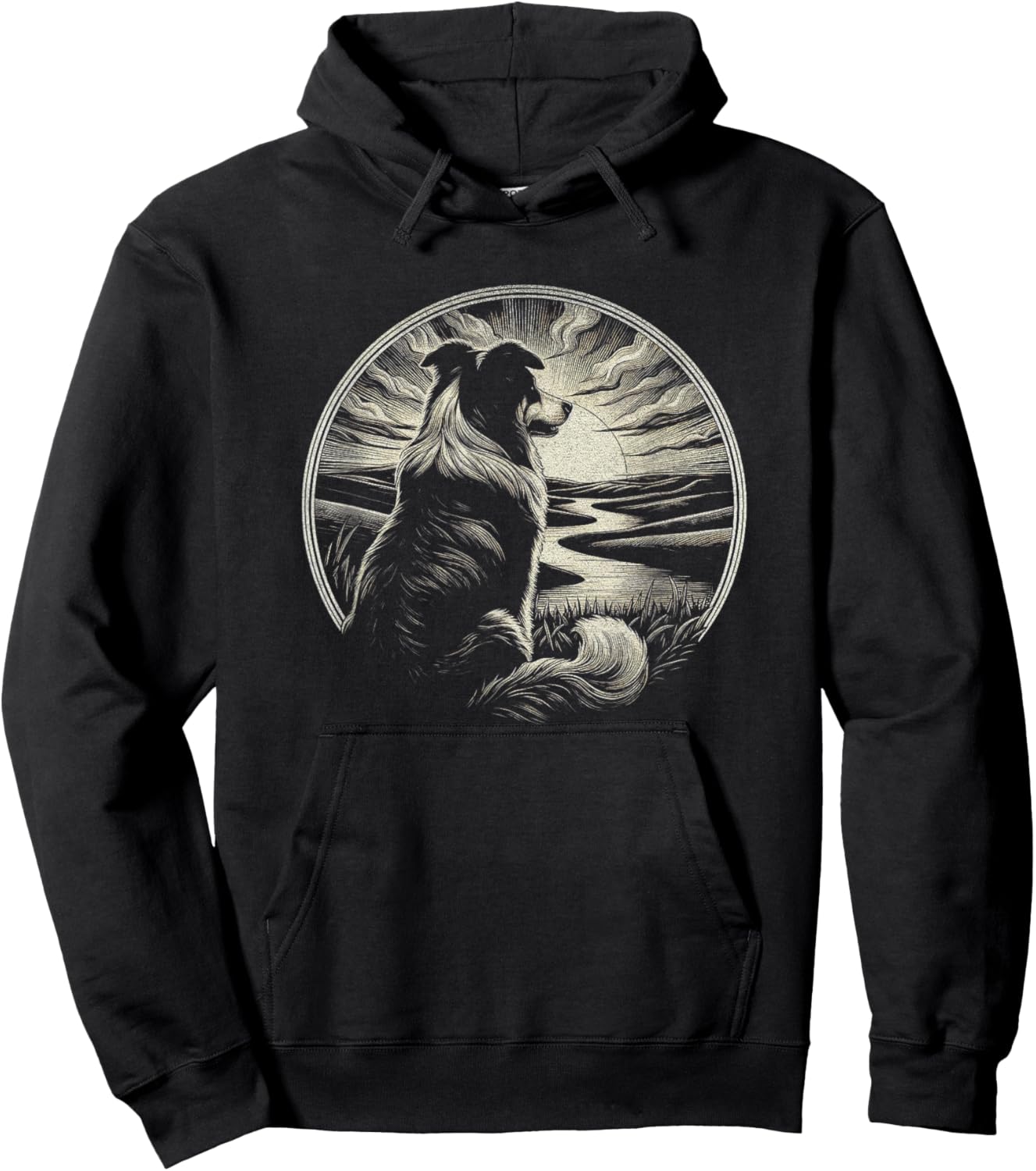 Vintage Australian Shepherd Dog Retro Sunset Art Design Men Women Hoodie - Hoodie | Black