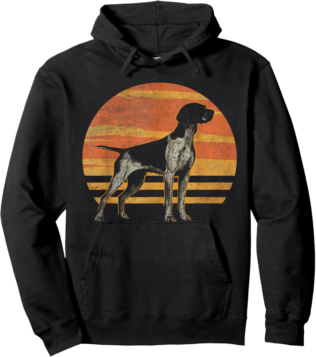 Retro Sunset Design German Shorthaired Pointer Dog Hoodie - Hoodie | Black