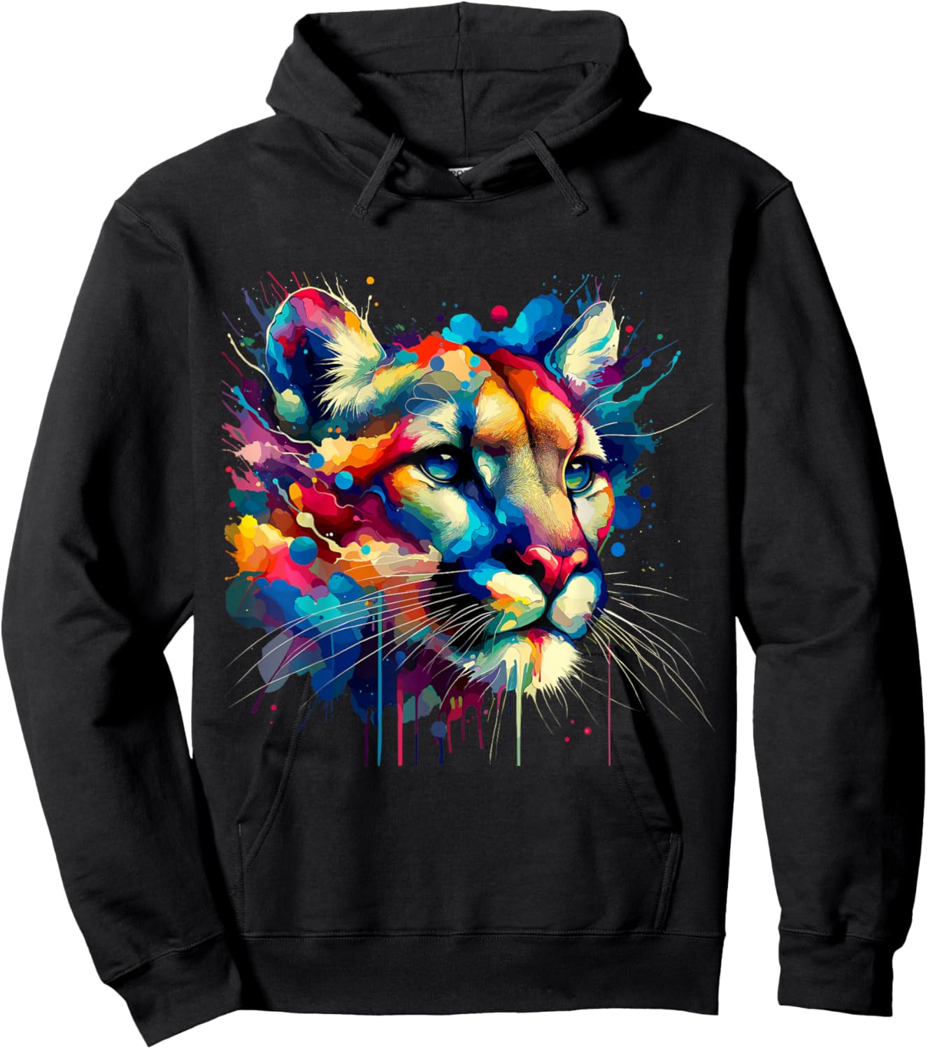 Splash Art Cougar Cougars Mountain Lion Puma Hoodie - Hoodie | Black