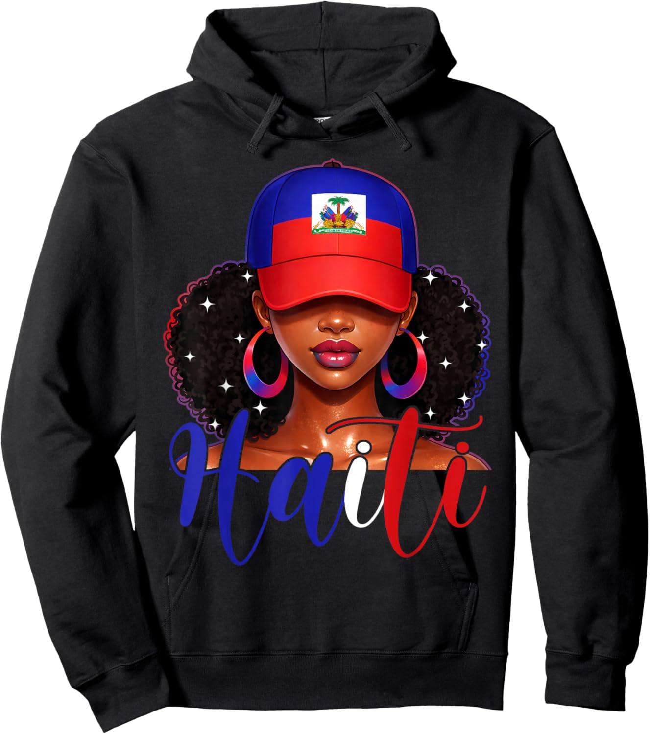 Haitian Girl Haiti Flag Proud Haitienne Afro Women Haiti Hoodie - Hoodie | Black