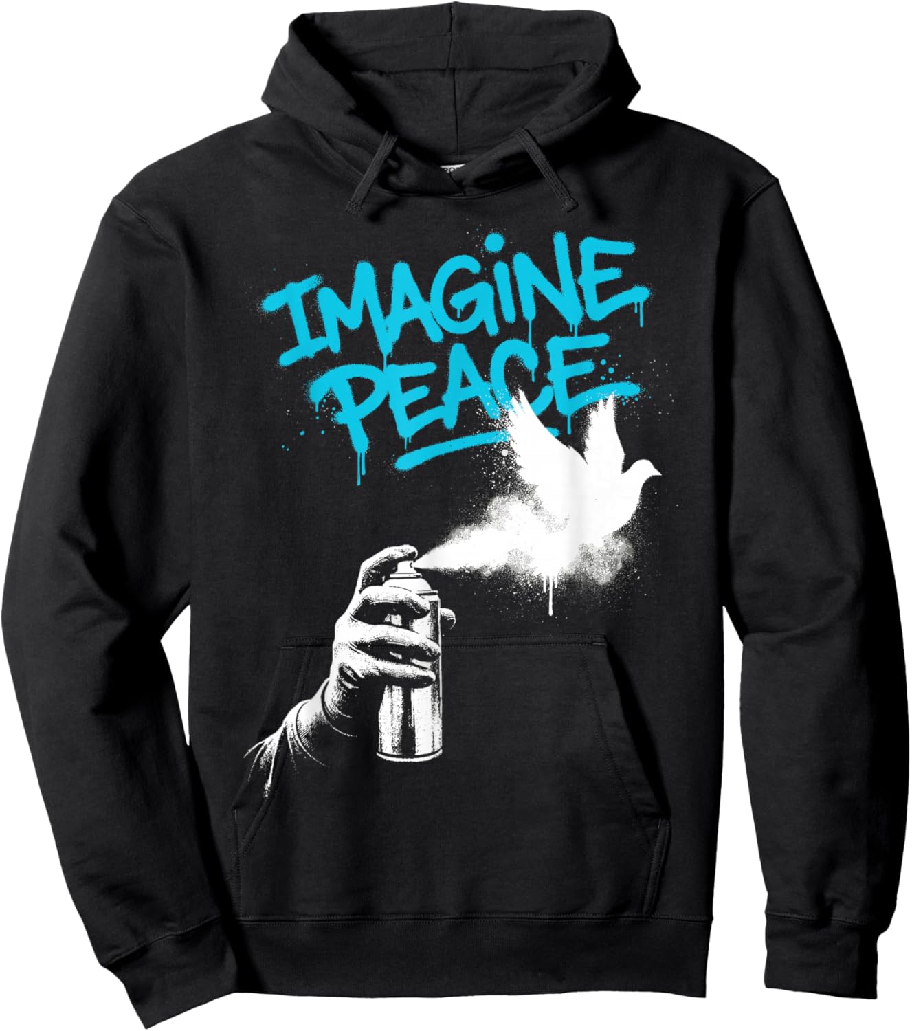 Imagine Peace Spray Paint Dove Urban Art Style Hoodie - Hoodie | Black