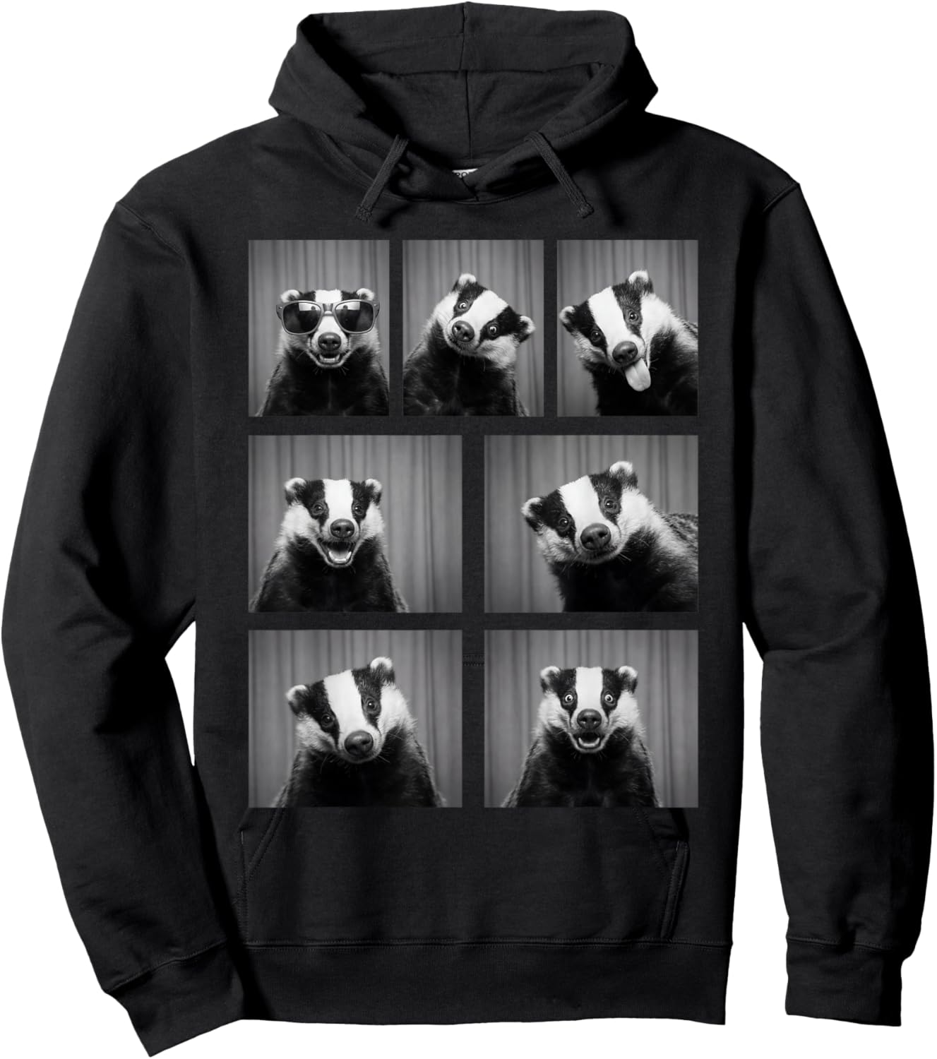 Honey Badger Photobooth Funny Animal Portrait Hoodie - Hoodie | Black