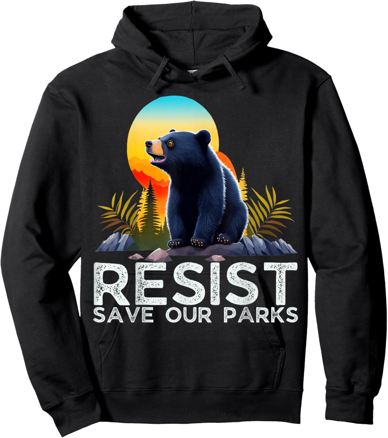 Resist Save Our Parks Alt US National Parks Bear Nature Hoodie - Hoodie | Black