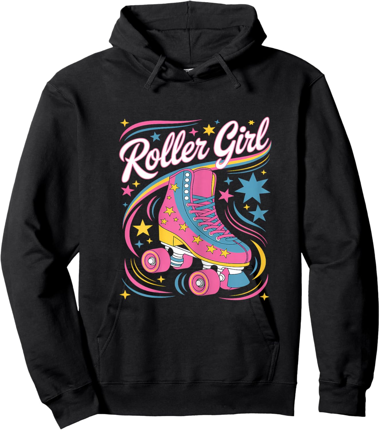 Roller Skating Girl 70s 80s Roller Skates 90s Roller Skater Hoodie - Hoodie | Black