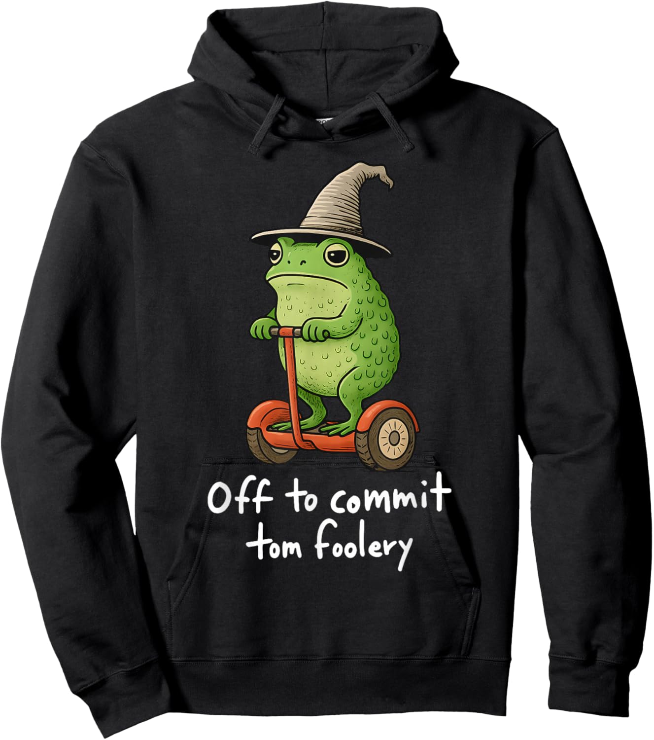 Whimsical Frog Wizard Meme Off to Commit Tom Foolery Hoodie - Hoodie | Black