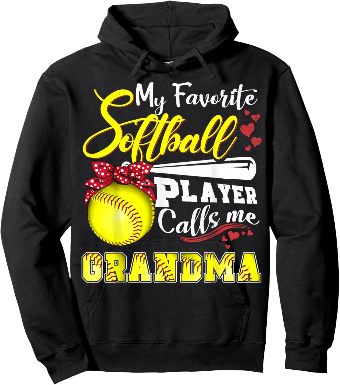 My Favorite Softball Player calls me Grandma Mothers day Hoodie - Hoodie | Black