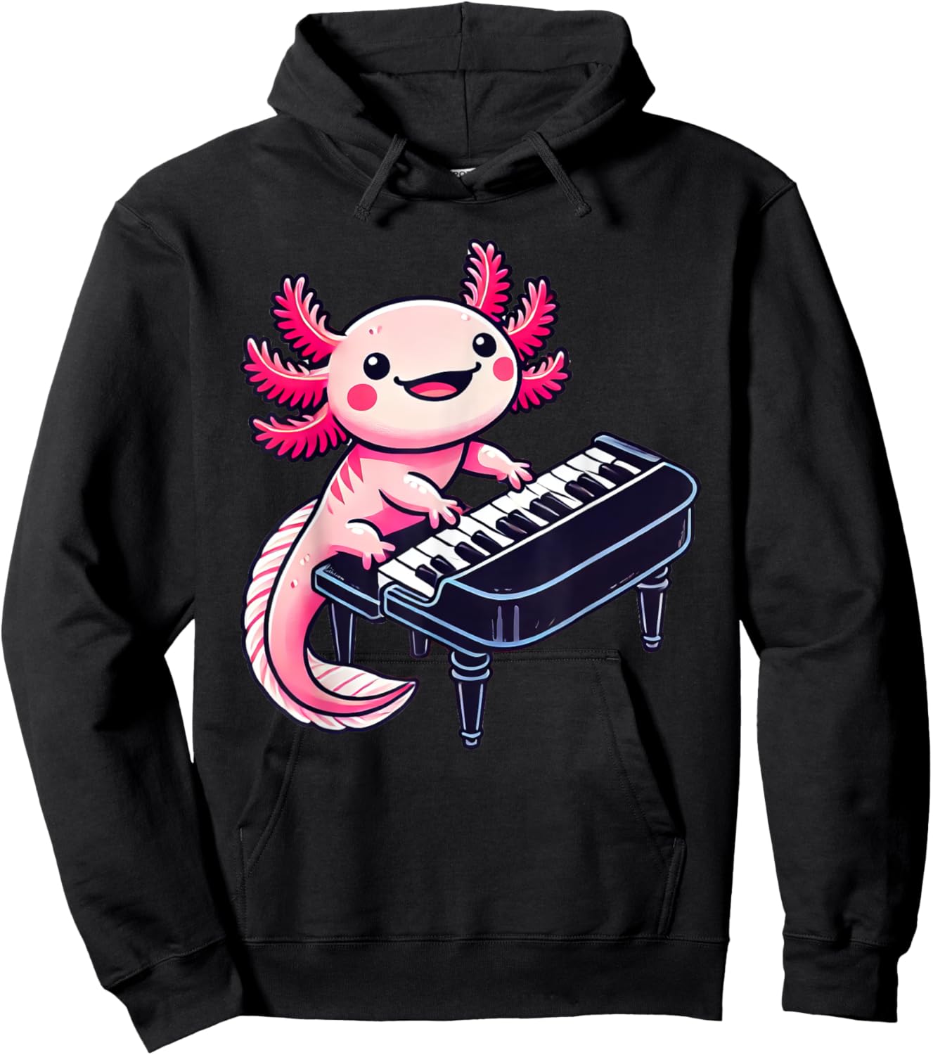 Axolotl Playing Piano Axolotls Musician Music Hoodie - Hoodie | Black