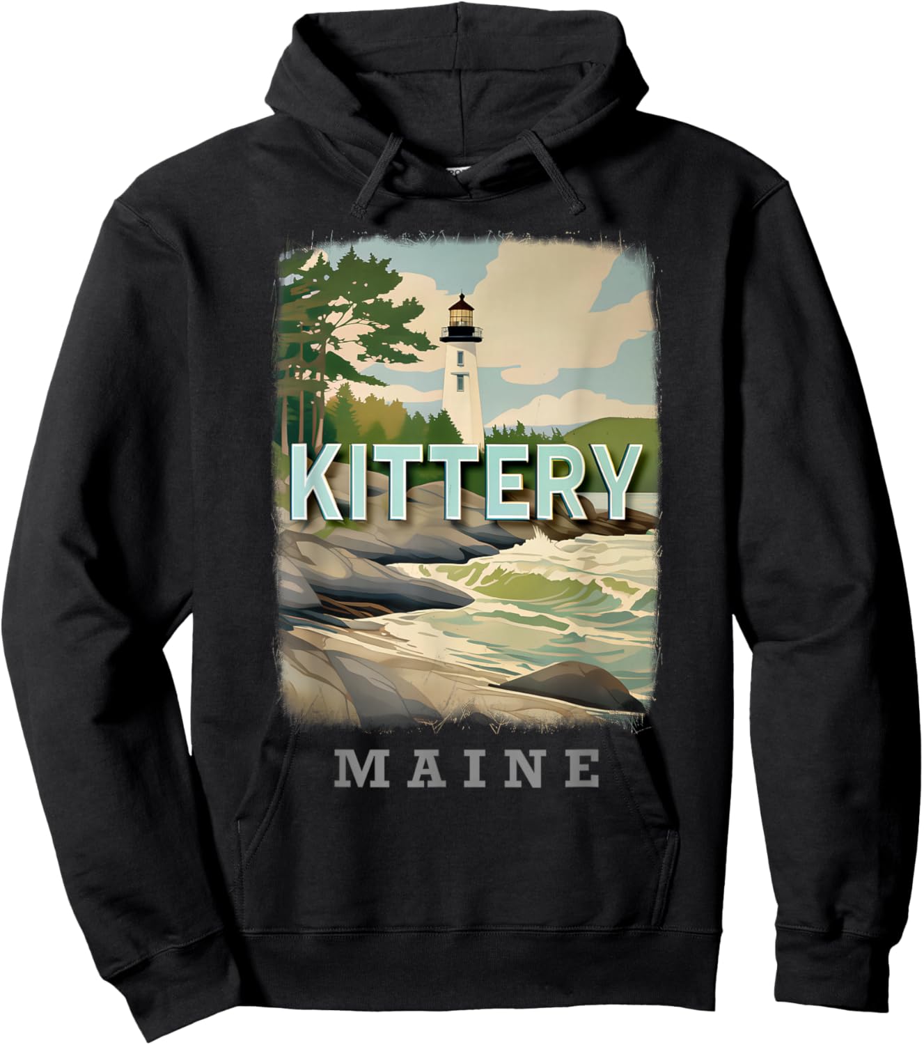 Kittery Maine ME Coastal Charm SD184 Hoodie - Hoodie | Black