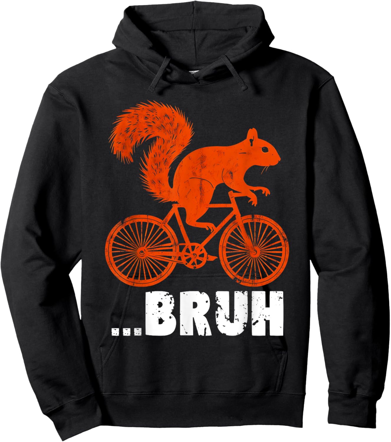 Bruh Squirrel Riding A Bicycle Vintage Bike Squirrel Funny Hoodie - Hoodie | Black