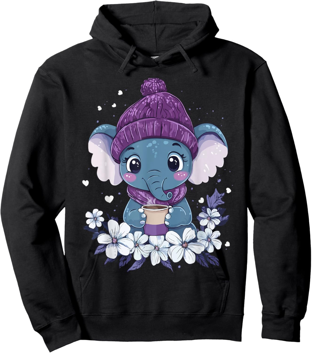 Elephant Coffee Girls Clothes Boys Decorations Kids Elephant Hoodie - Hoodie | Black