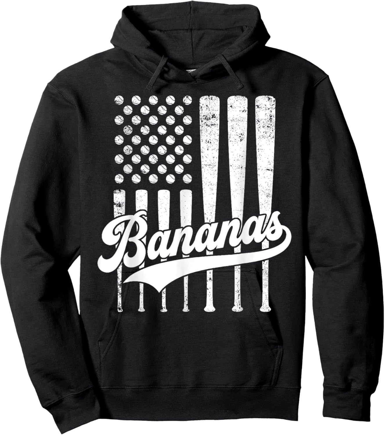 Banana Retro Humor Bananas American US Flag Men Women Kids Hoodie - Hoodie | Black