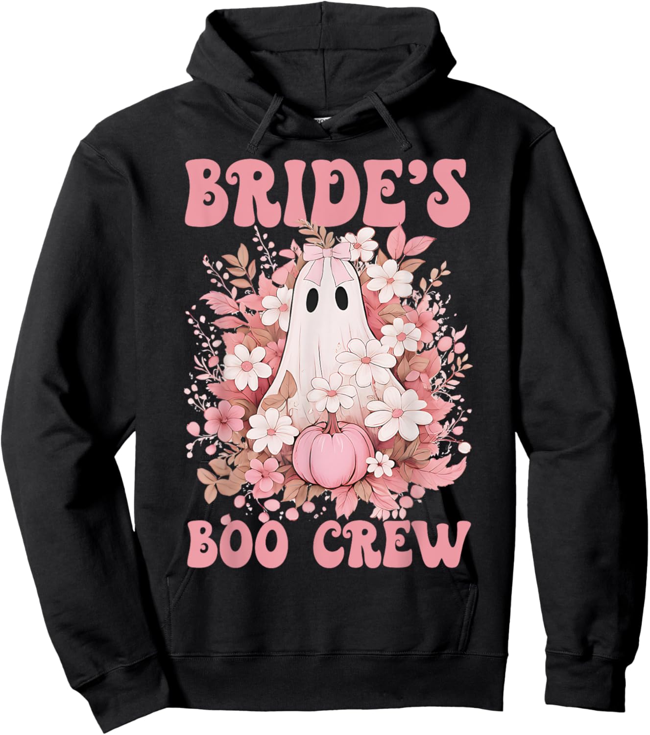 Bride's Boo Crew Cute Floral Ghost Halloween Bachelorette Hoodie - Hoodie | Black