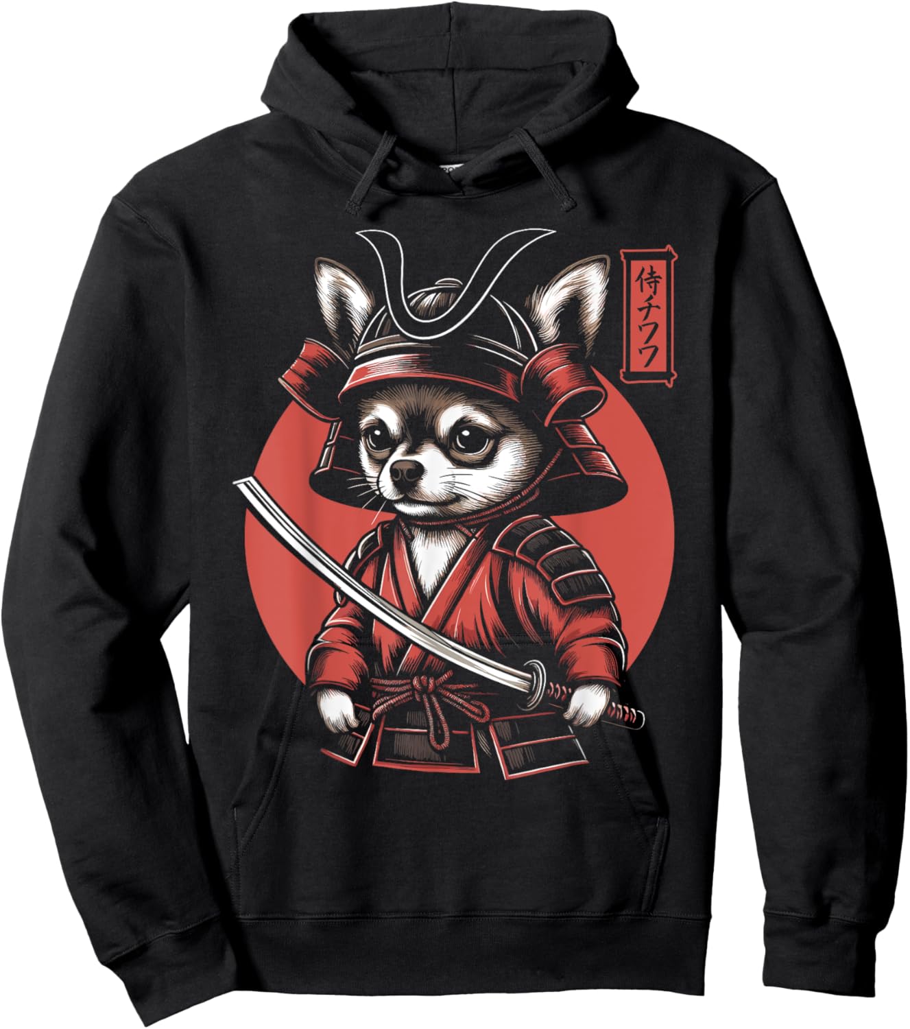 Japanese Chihuahua Dog Samurai Men, Women, Kids Hoodie - Hoodie | Black
