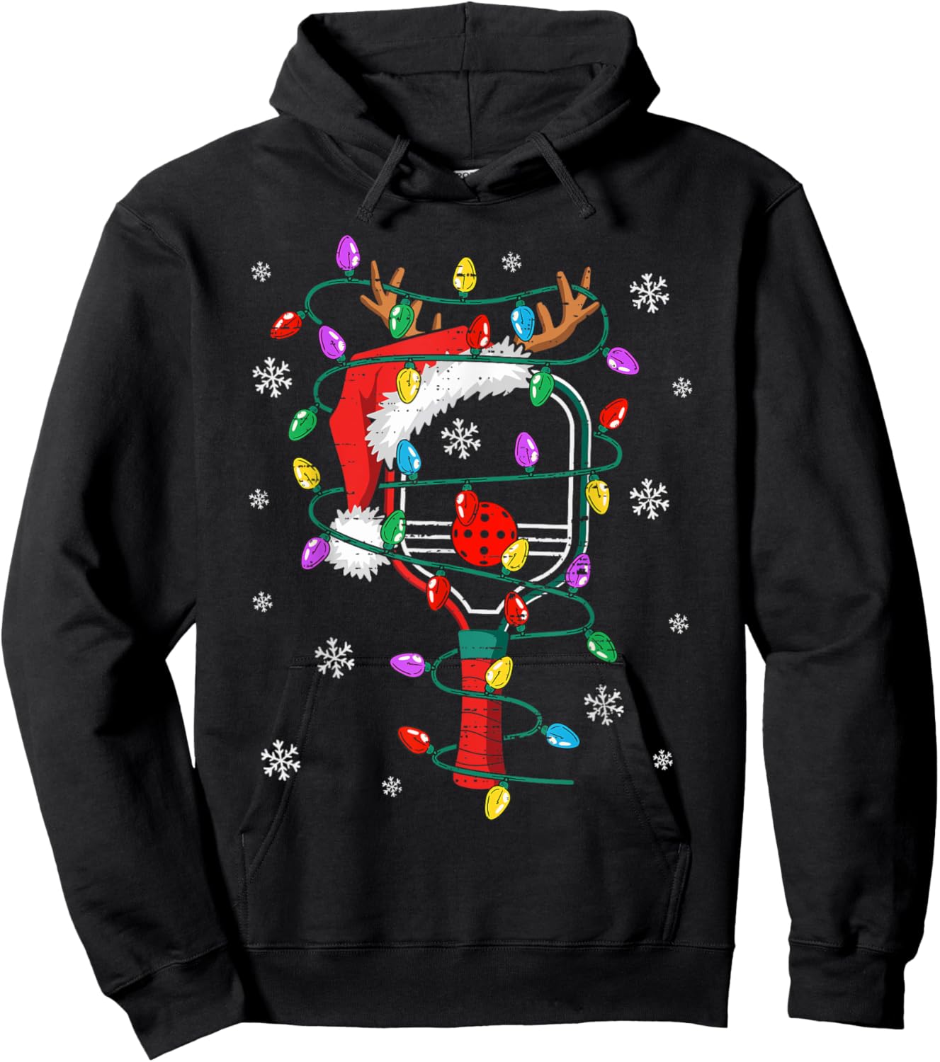 Christmas Pickleball Xmas Santa Sports Hat Kids Hoodie - Hoodie | Black