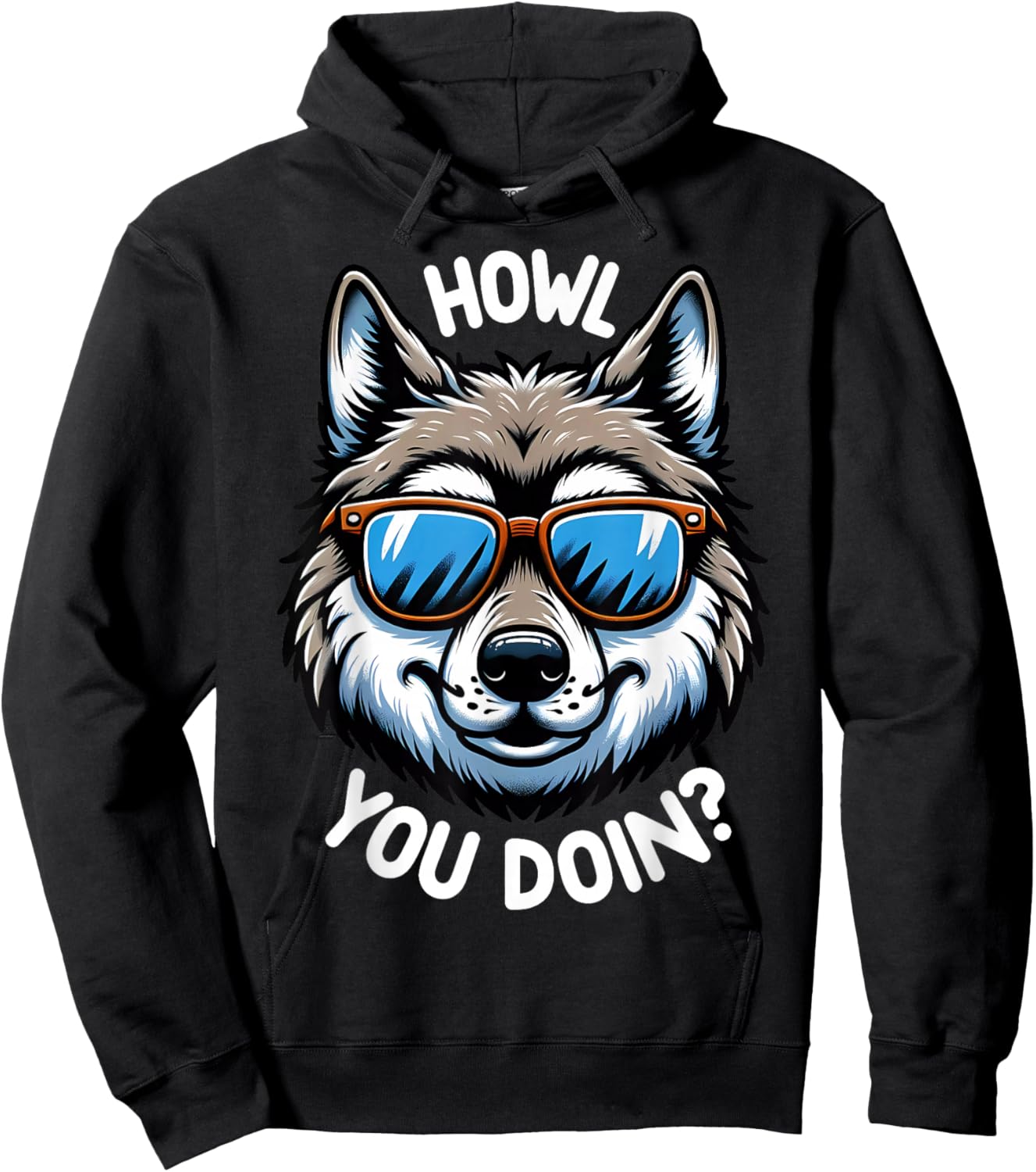 Funny Wolf Howl You Doin Wildlife Animal Pun Lover Hoodie - Hoodie | Black