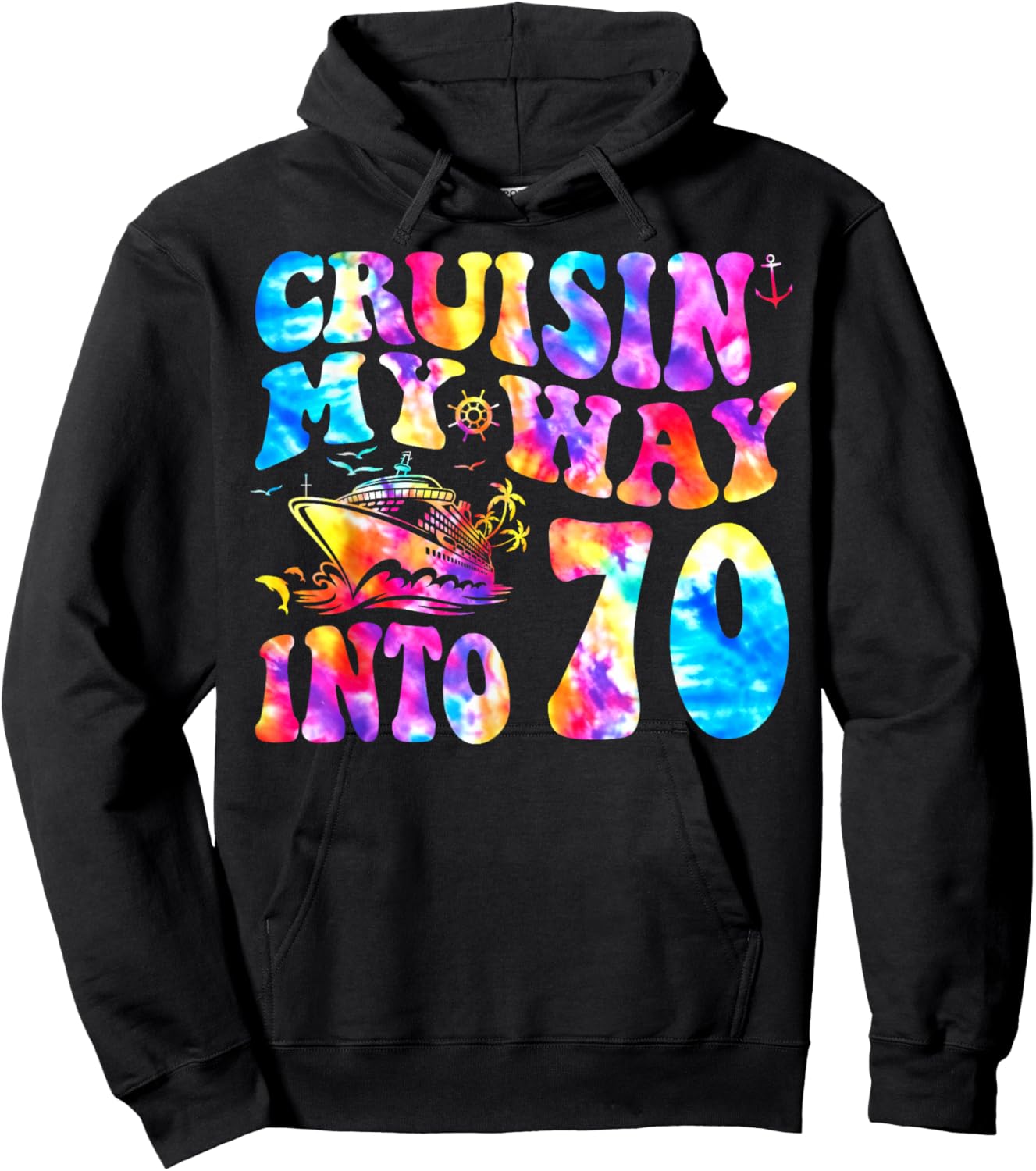 Cruisin My Way Into 70 Years Old 70th Birthday Cruise Trip Hoodie - Hoodie | Black