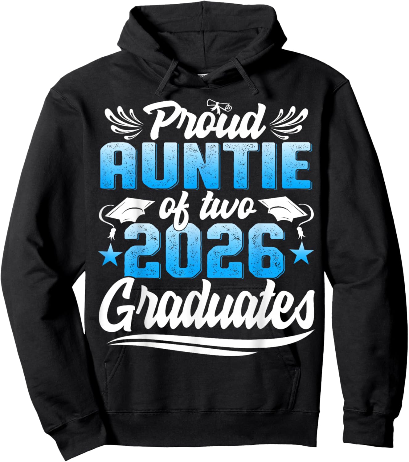 Proud Auntie of Two Class of 2026 Graduates Twins Graduation Hoodie - Hoodie | Black