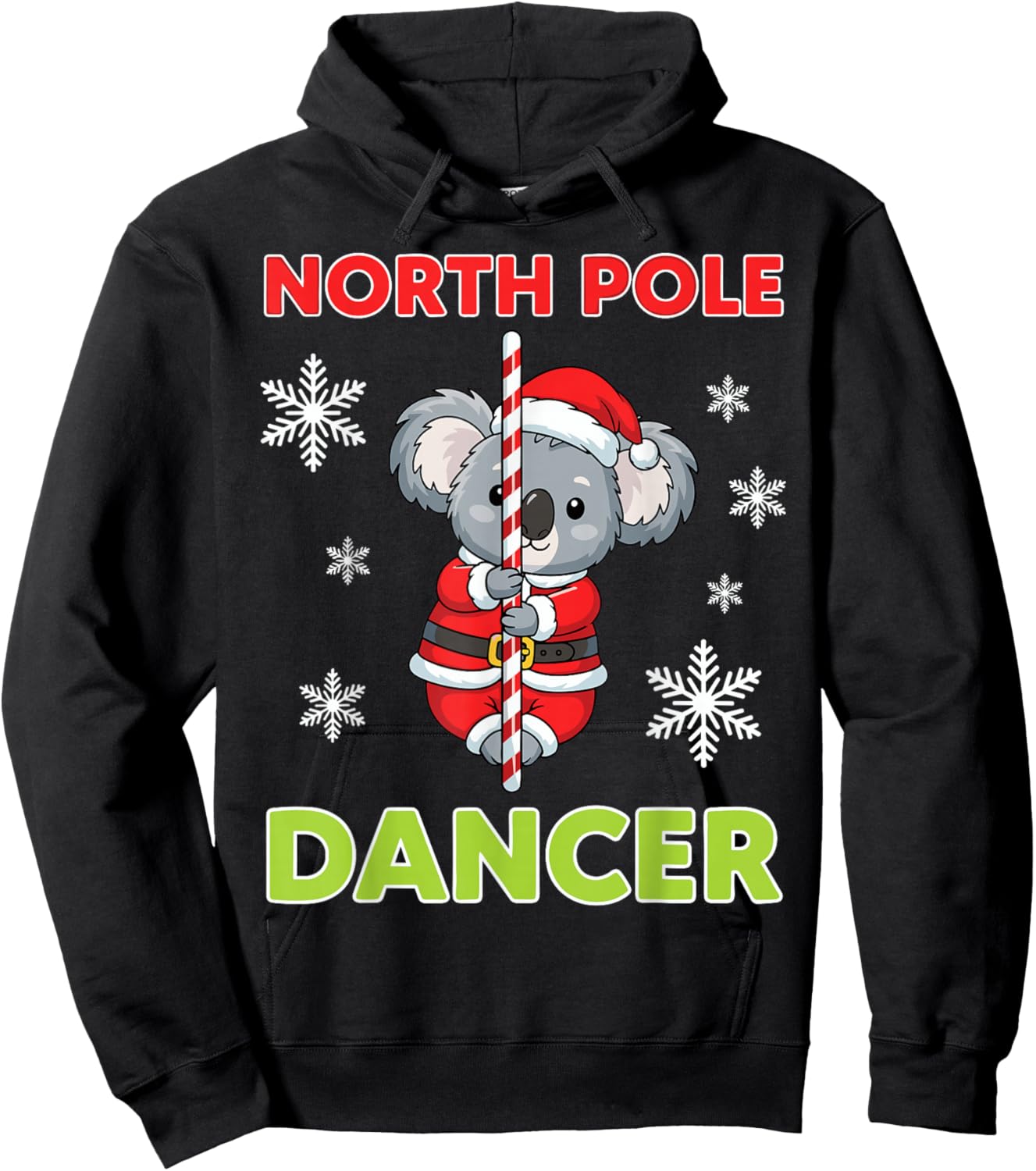 North Pole Dancer Cute Koala Funny Christmas Santa Joke Hoodie - Hoodie | Black