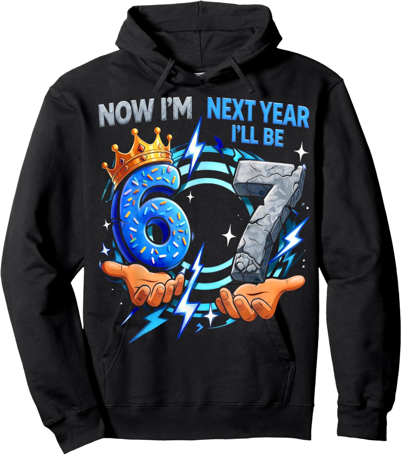 Now I'm 6 Next Year I'll be 7 Meme 67 6th Birthday Gifts Kid Hoodie - Hoodie | Black