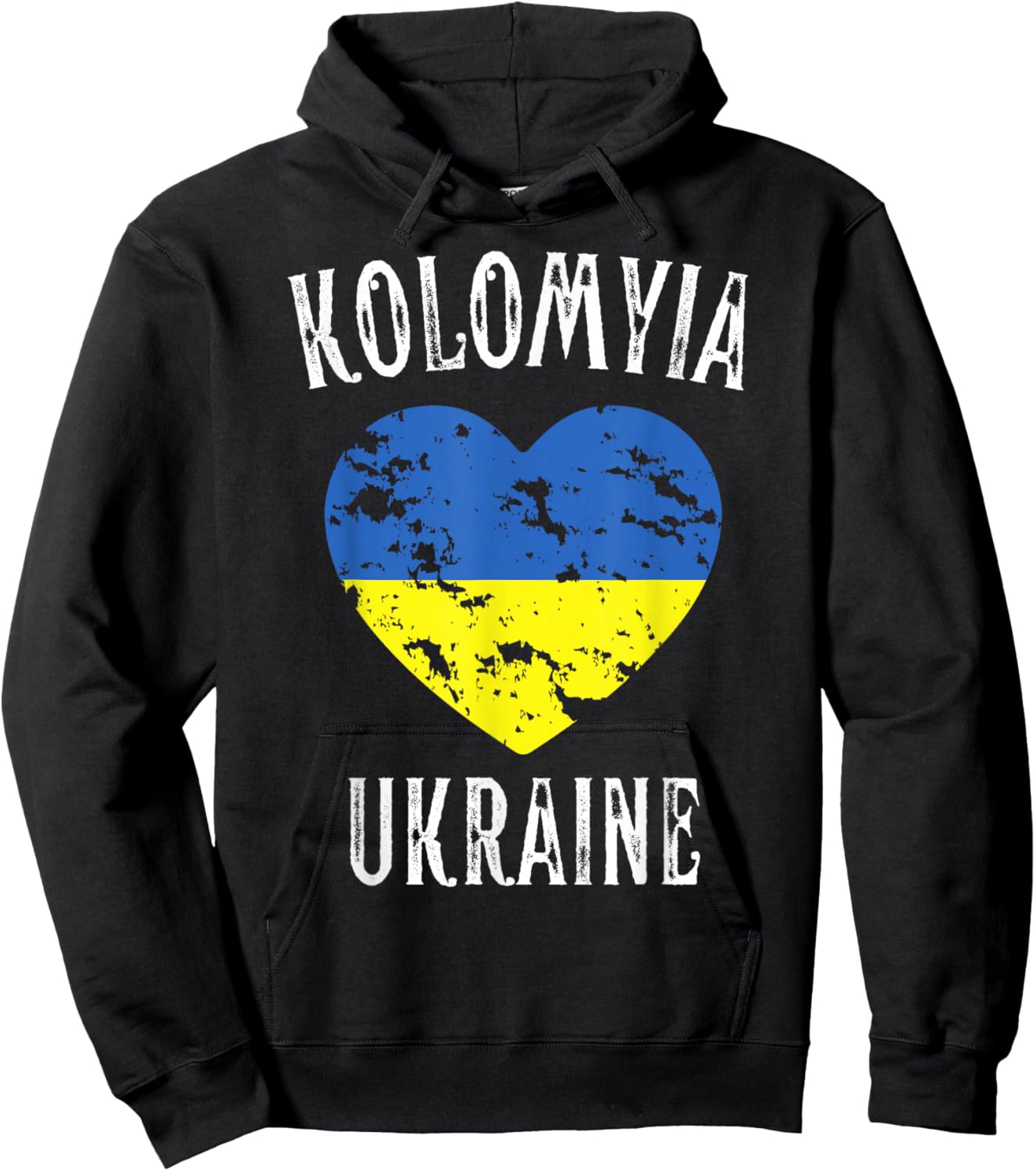 Ukraine Flag Heart Kolomyia City Hoodie - Hoodie | Black