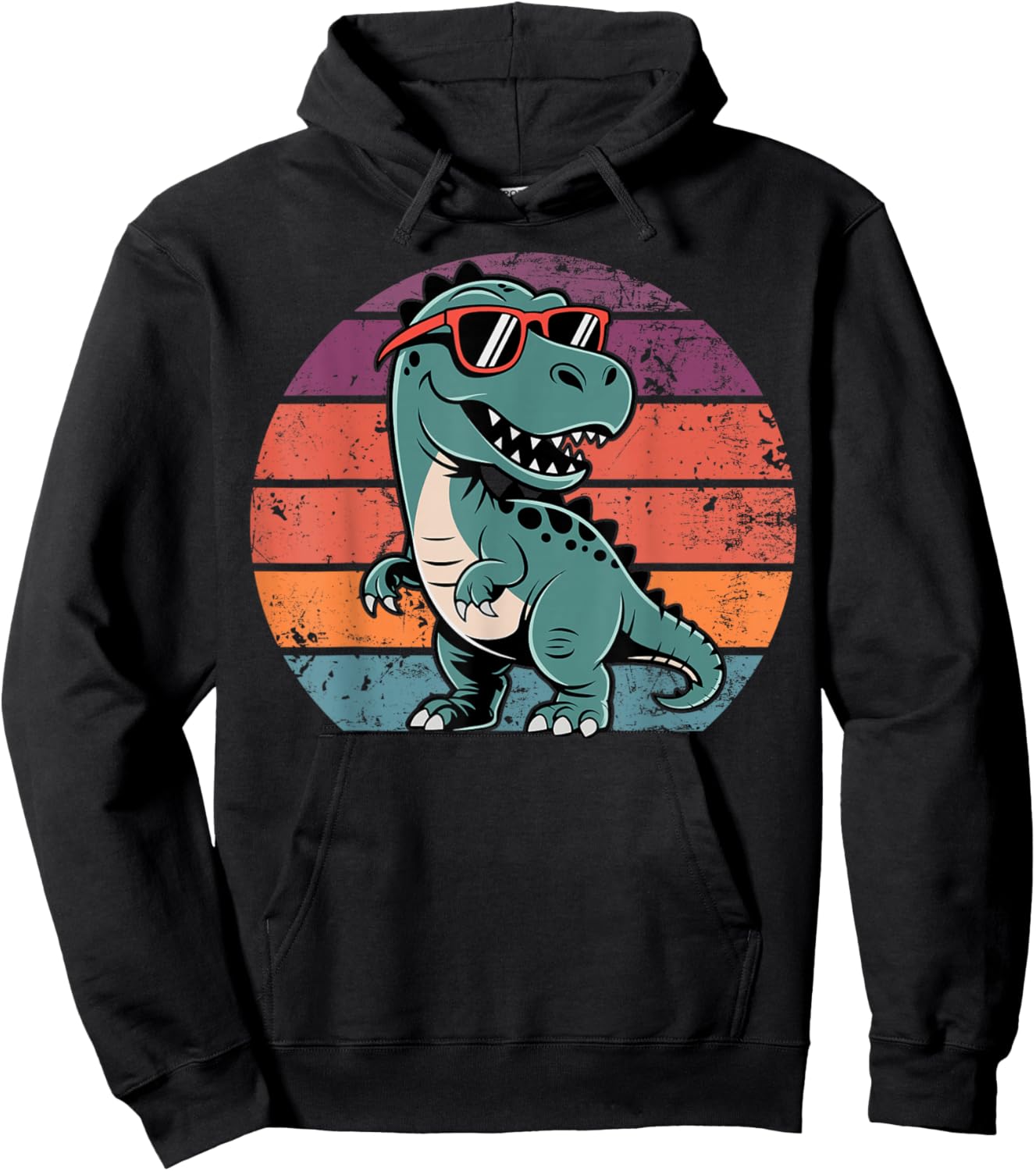 Retro Trex Dinosaur Dino Wearing Sunglasses Funny Graphic Hoodie - Hoodie | Black