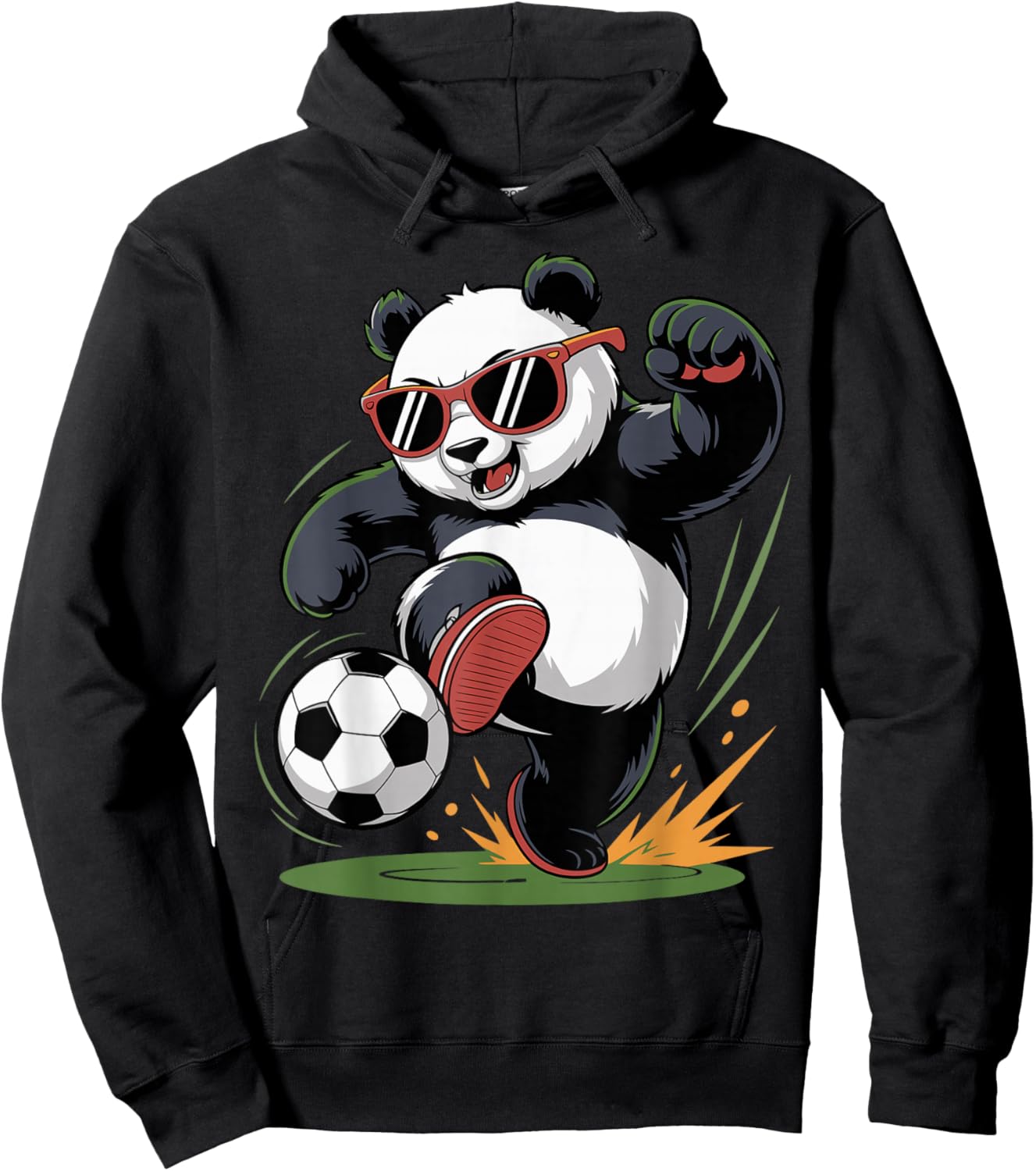 Funny Panda Playing Soccer Graphic Animal Sport Ball Lovers Hoodie - Hoodie | Black