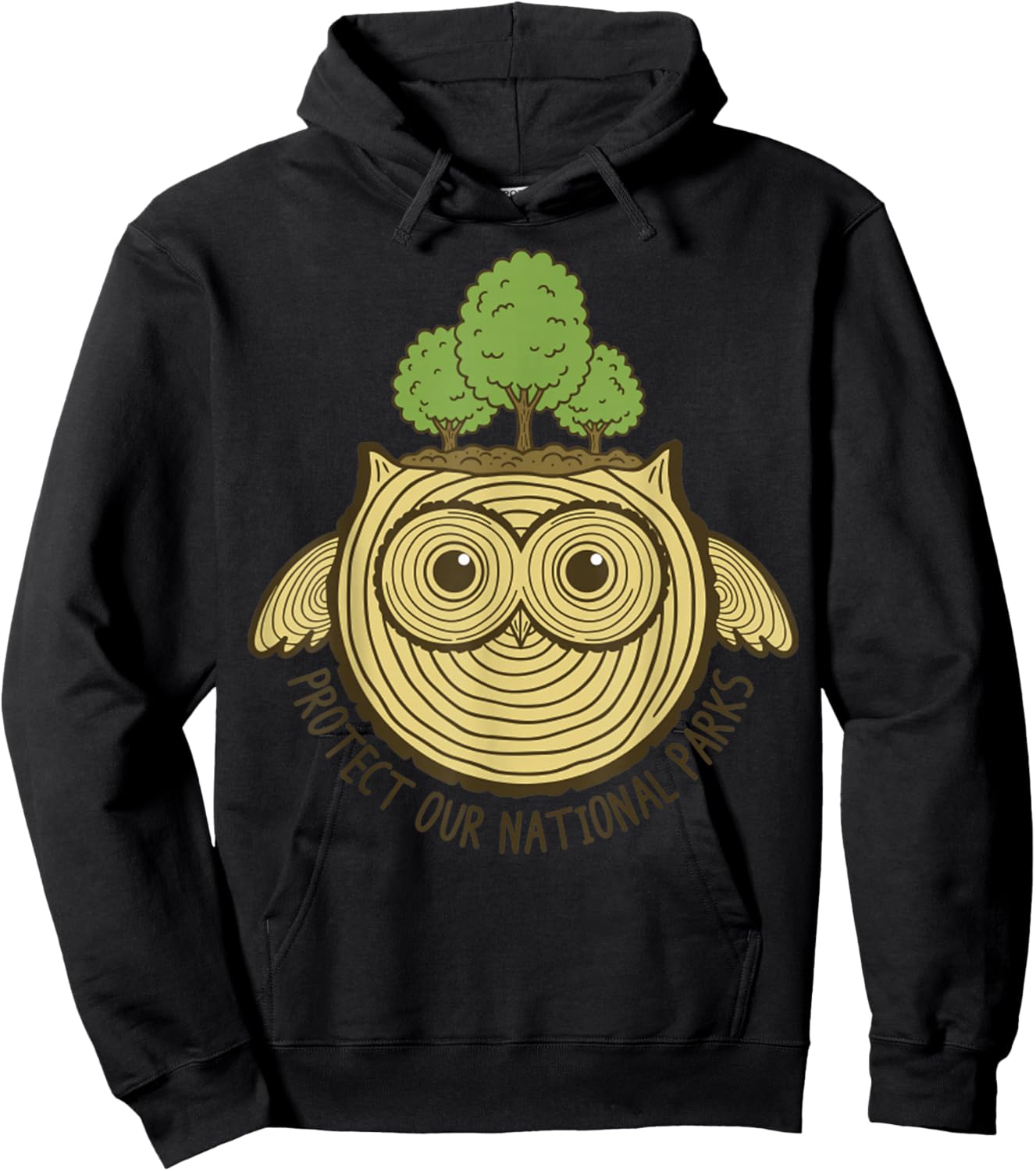 Protect Our National Park Owl Tree Rings Nature Conservation Hoodie - Hoodie | Black