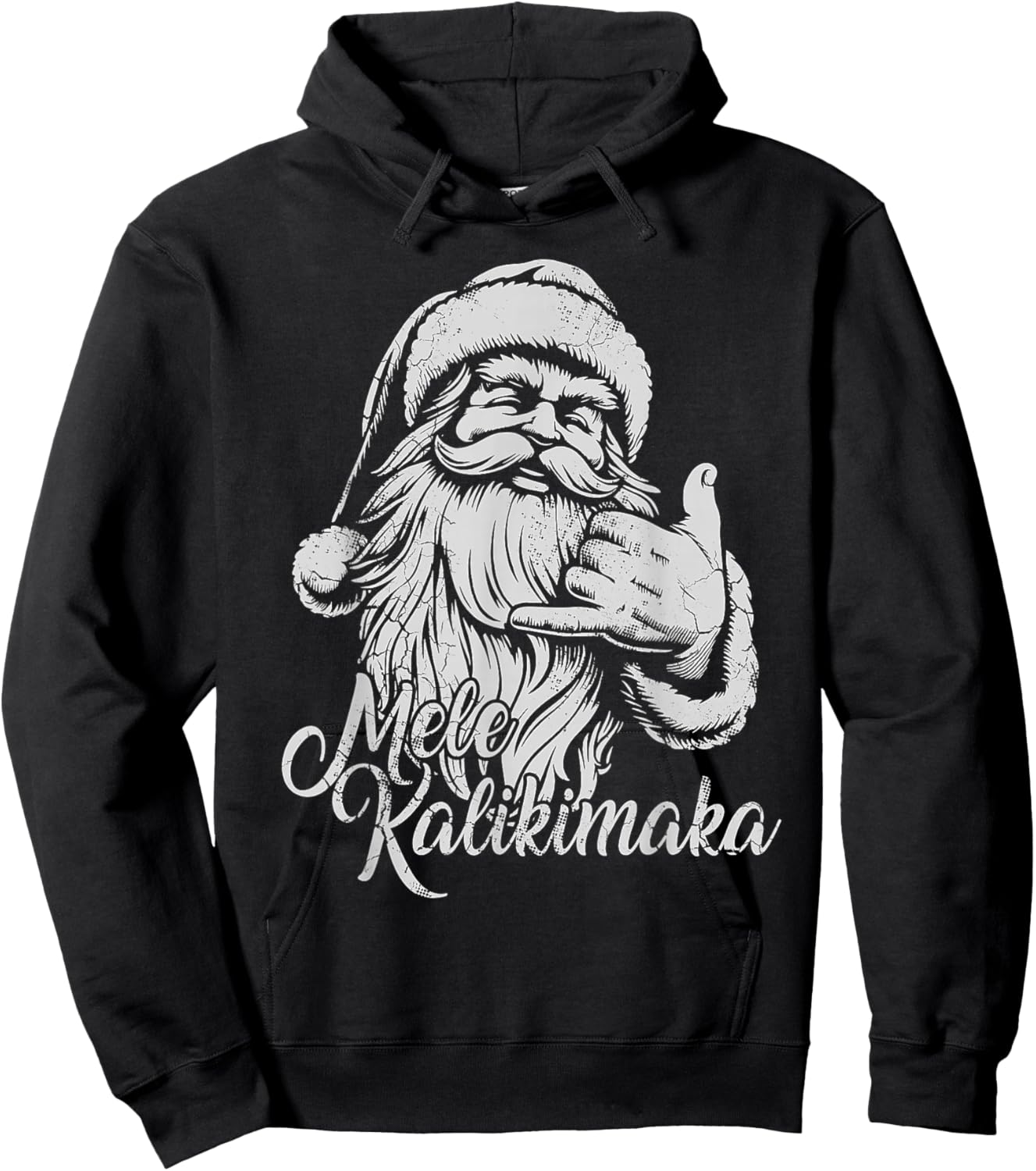 Mele Kalikimaka Santa Claus Hawaiian Christmas Hawaii Spirit Hoodie - Hoodie | Black