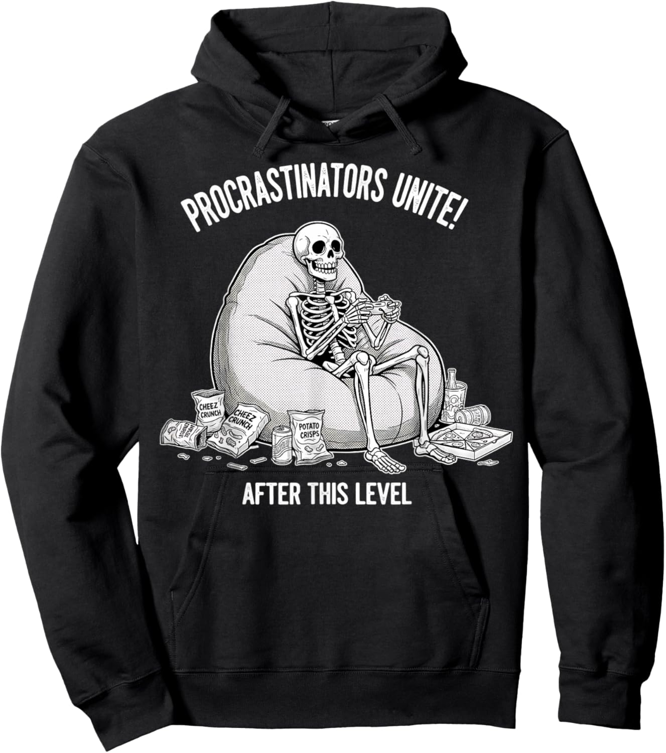 Procrastinators Unite Funny Skeleton Gaming Gamer Graphic Hoodie - Hoodie | Black