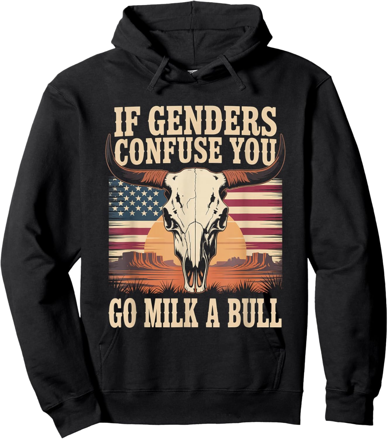 Funny Quote if Genders Confuse You Go Milk a Bull Vintage Hoodie - Hoodie | Black