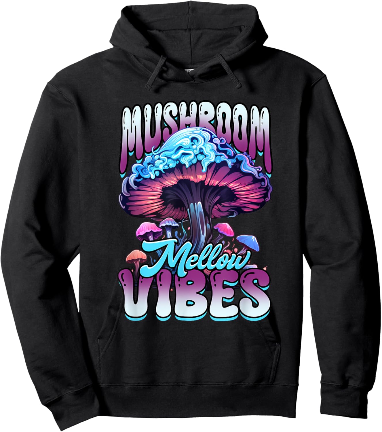 Mushroom Mellow Vibes Fungi Hoodie - Hoodie | Black