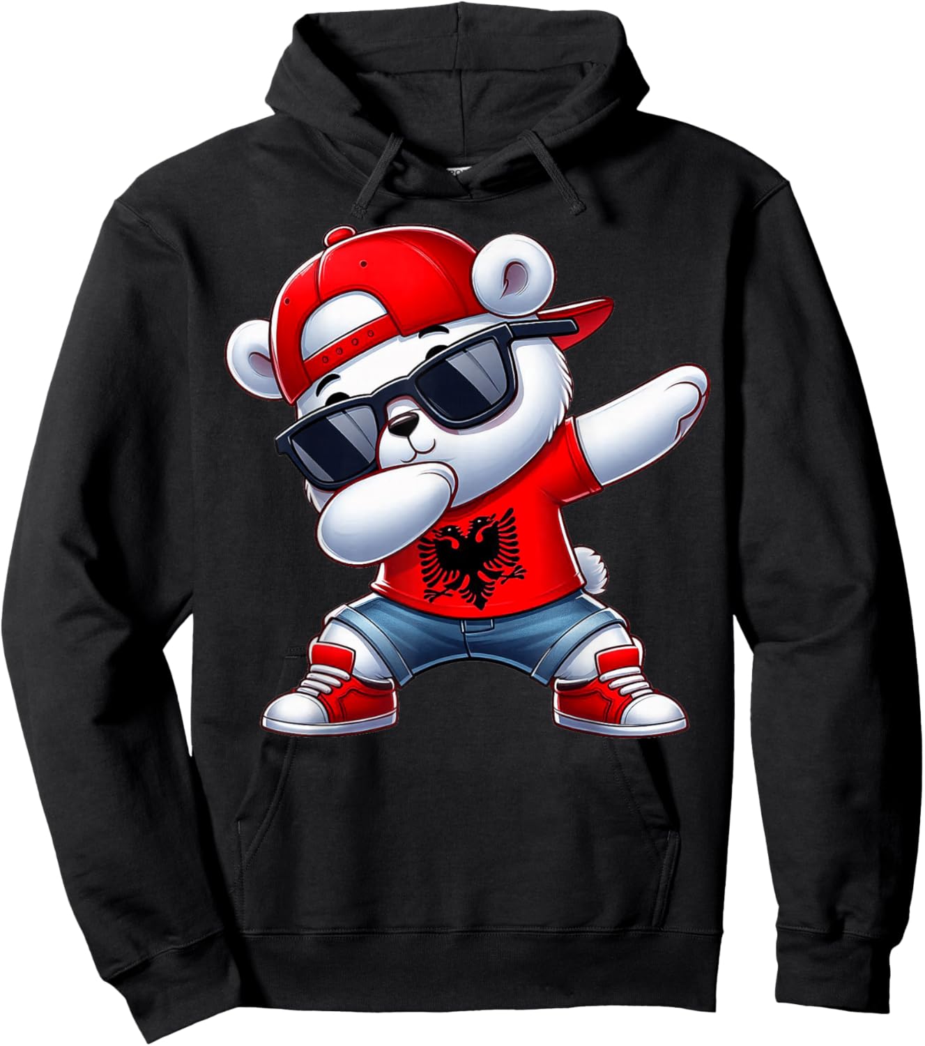 Albanian Bear Albania Dabbing Dab Boys Kids 2025 Hoodie - Hoodie | Black