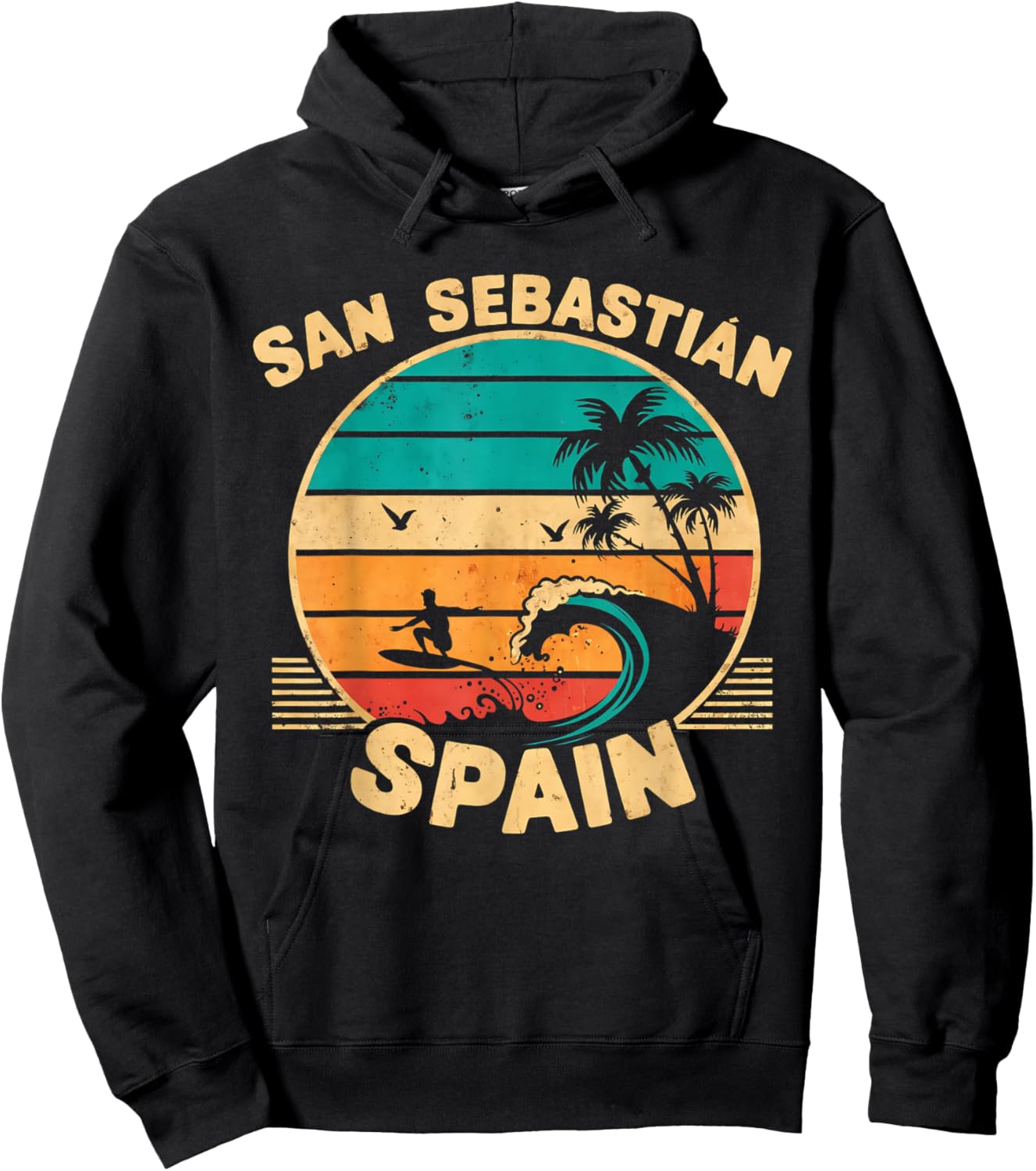 San Sebastian Spain City Passionate About Surfing Waves Hoodie - Hoodie | Black