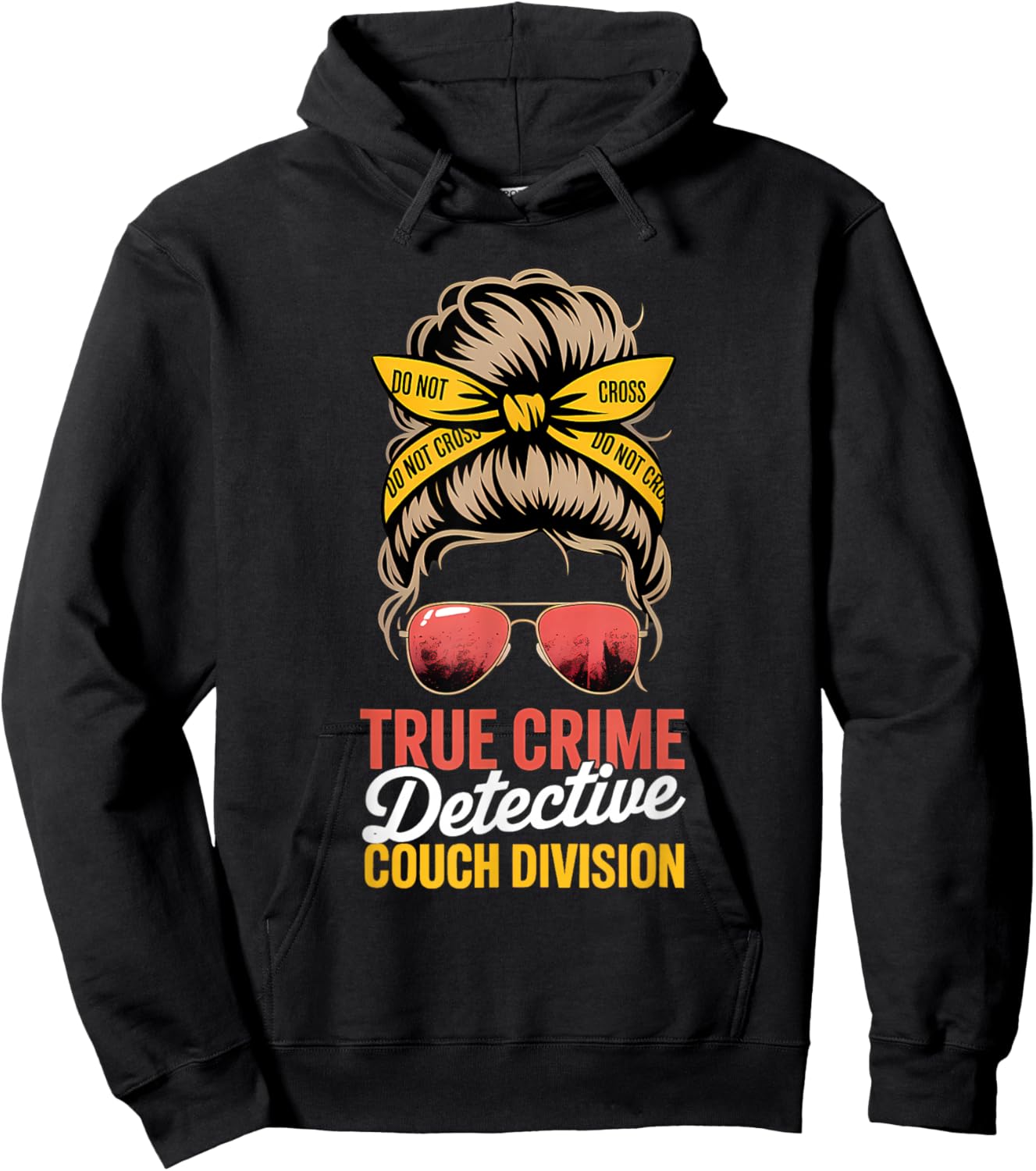 True Crime Detective Couch Division Messy Bun Hoodie - Hoodie | Black