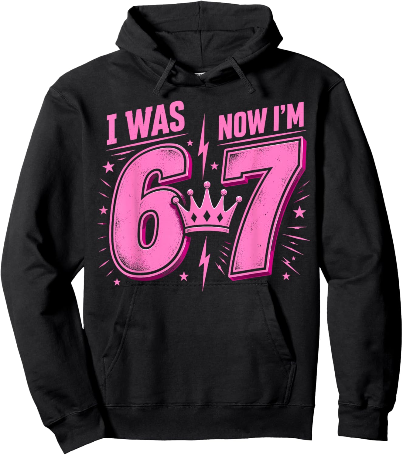 7th Birthday Girls I was 6 Now I'm 7 Girl Turning 7 Birthday Hoodie - Hoodie | Black