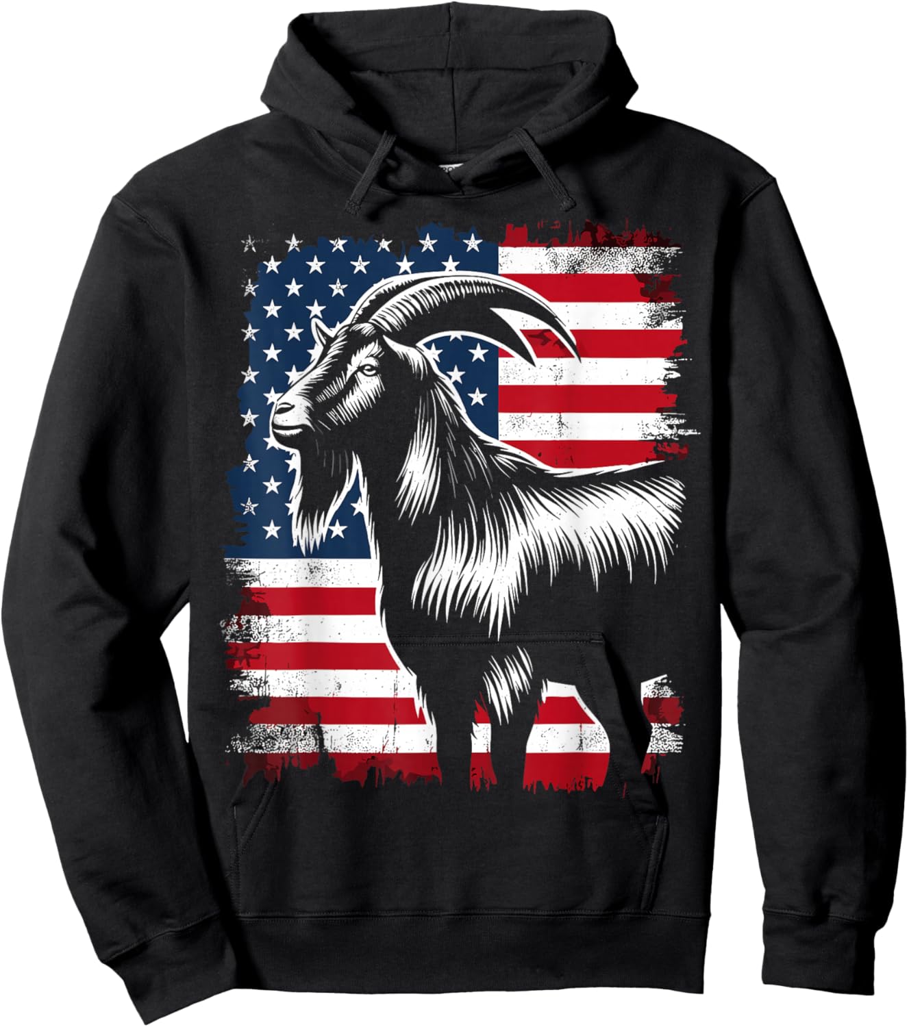 Patriotic Goat USA Flag American Hoodie - Hoodie | Black