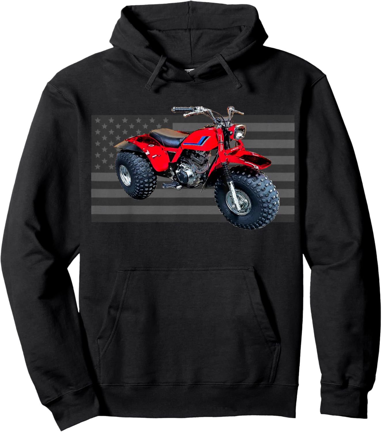 Vintage American Flag 3 Wheeler ATV, ATC Hoodie - Hoodie | Black