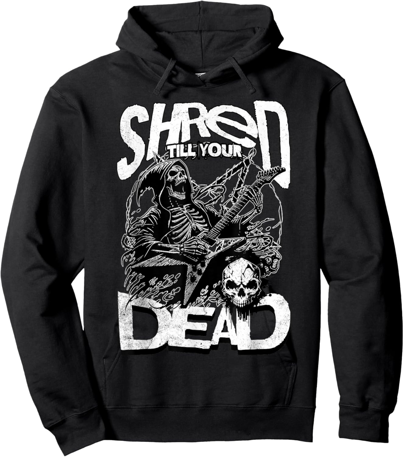 Shred Till Your Dead Heavy Metal Concert Guitar Band Funny Hoodie - Hoodie | Black
