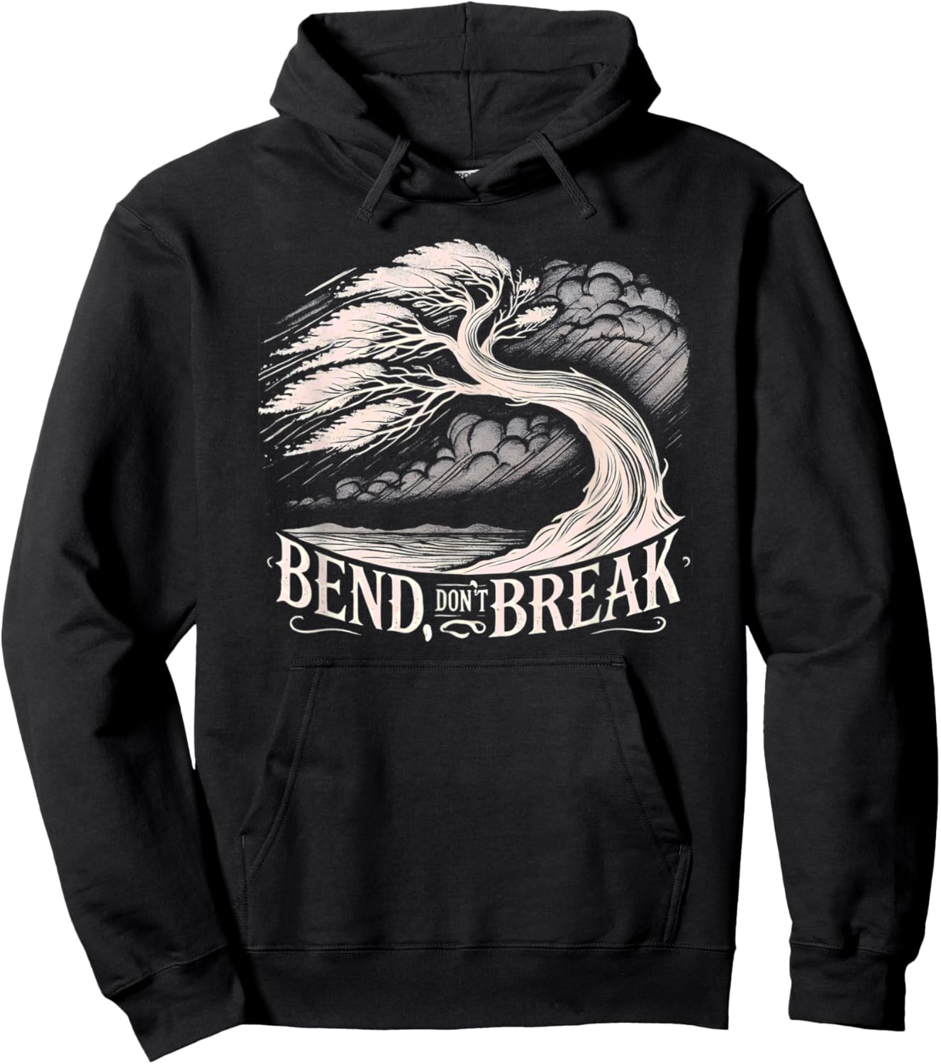 Bend Don't Break - Tree Graphic Resilience & Strength Quote Hoodie - Hoodie | Black