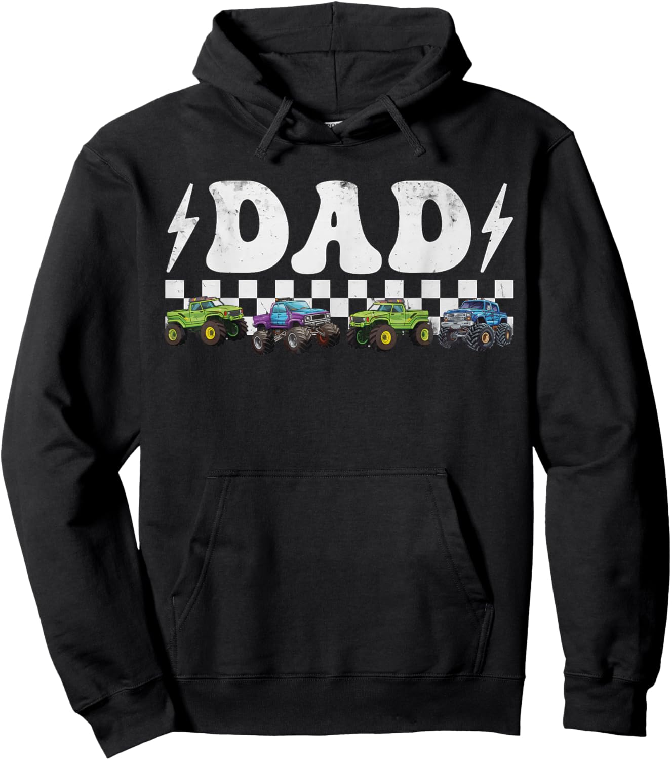 Monster Truck Dad Family Matching Monster Trucks Birthday Hoodie - Hoodie | Black