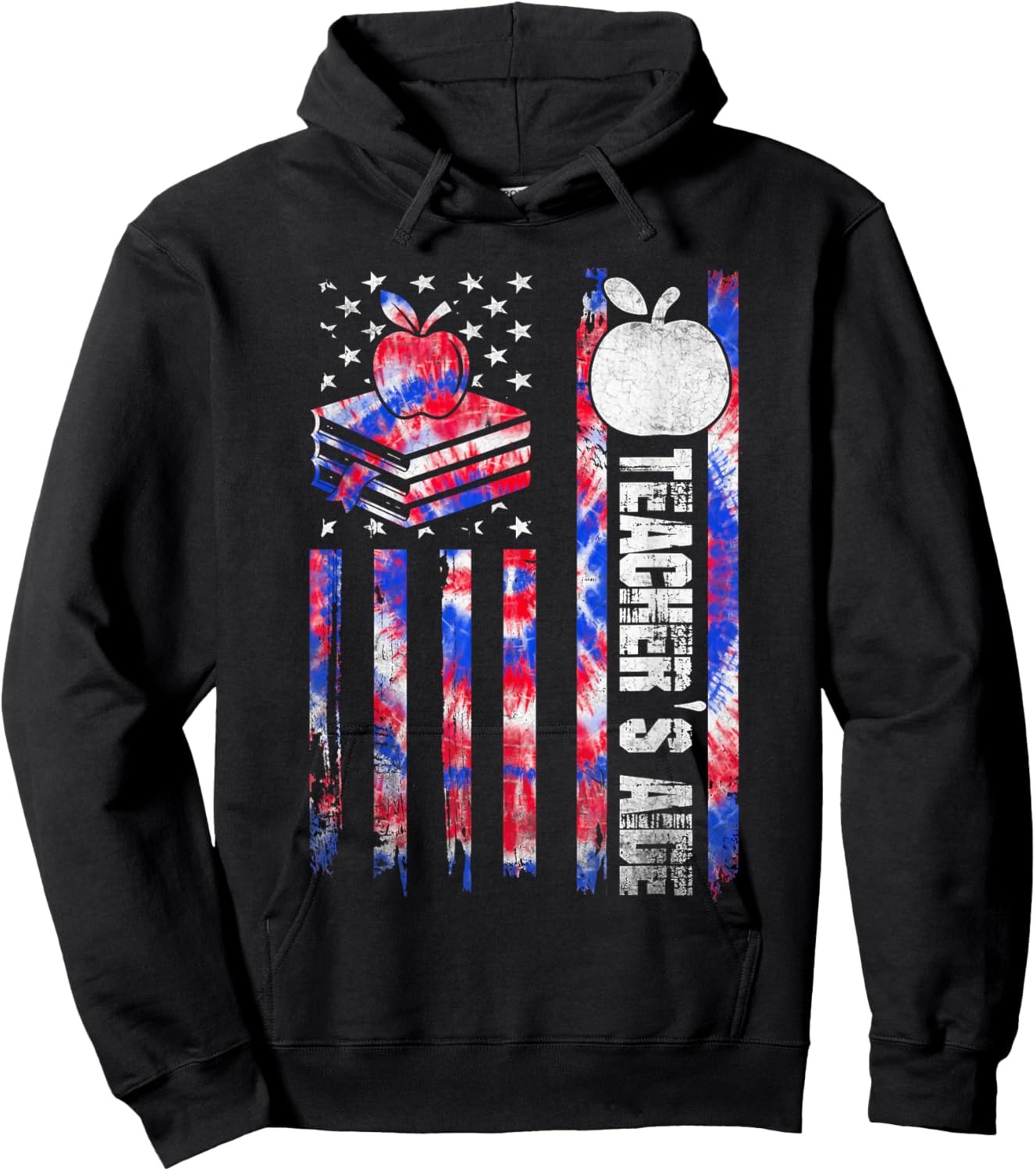 Red White Blue Tie Dye USA Flag Teacher's Aide 4th of July Hoodie - Hoodie | Black