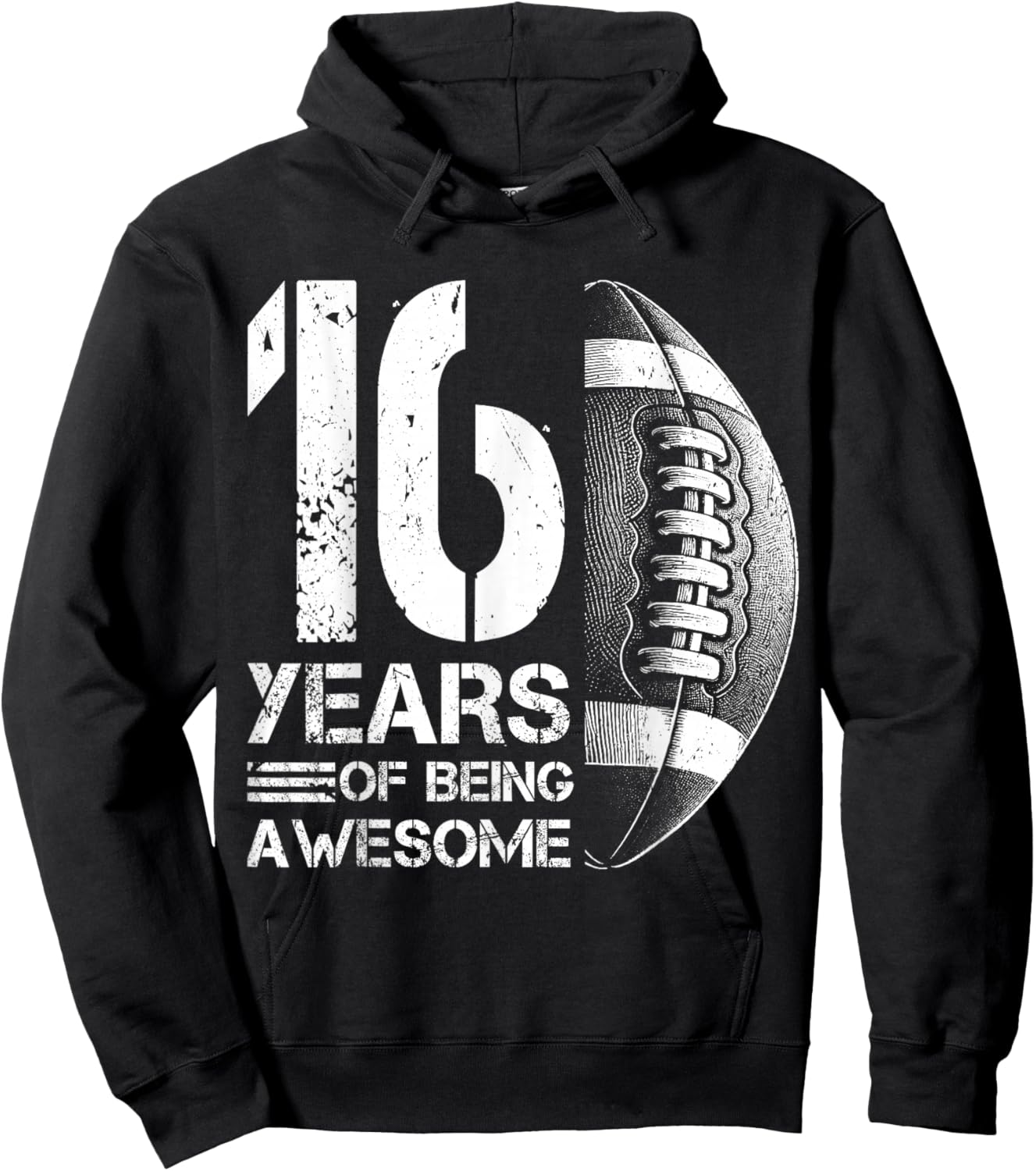16th Birthday Retro American Football 16 Years Old Boy Girl Hoodie - Hoodie | Black
