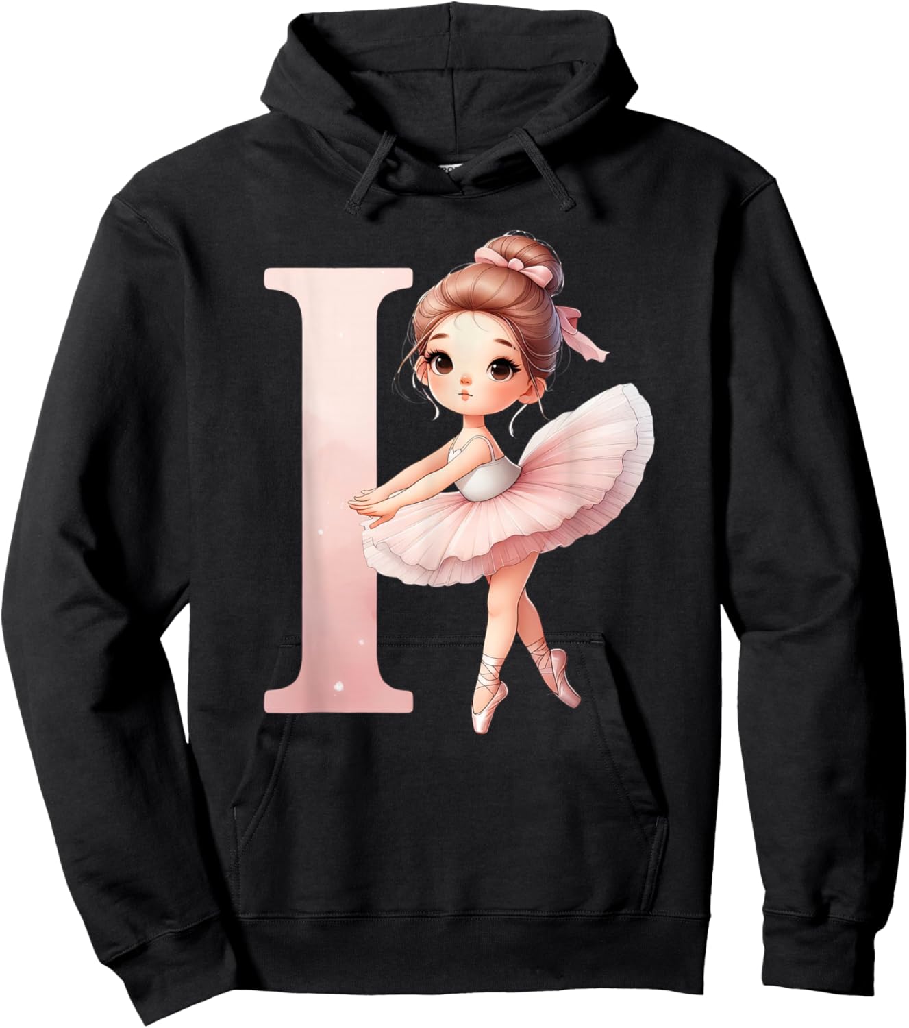 Ballerina Girl Dancing Name First Letter I Girly Tutu Ballet Hoodie - Hoodie | Black